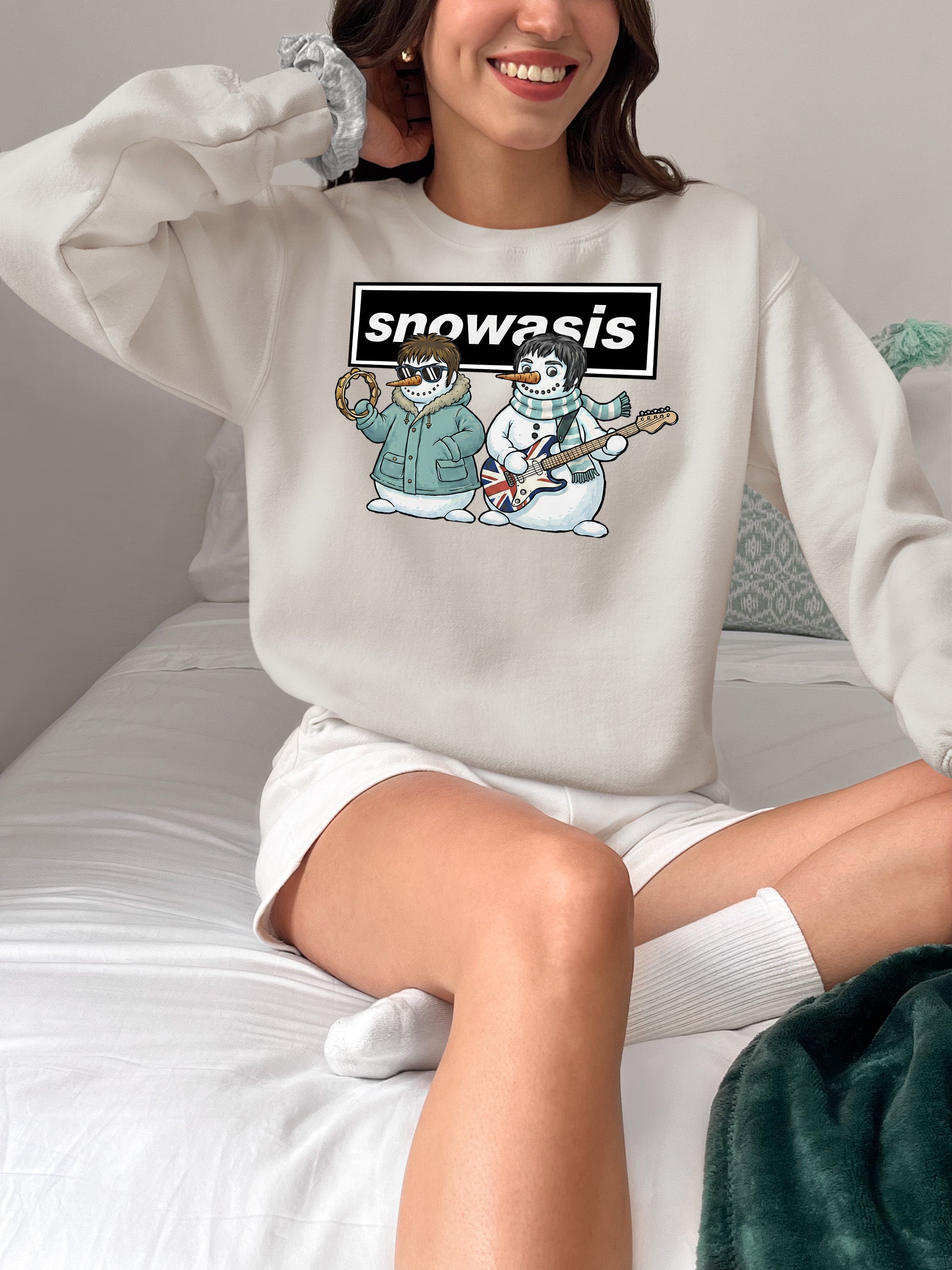 Snowasis Snowmen Guitar Christmas Keepsake - Handmade Whimsical Holiday Sculpture Gift Idea Sweatshirt