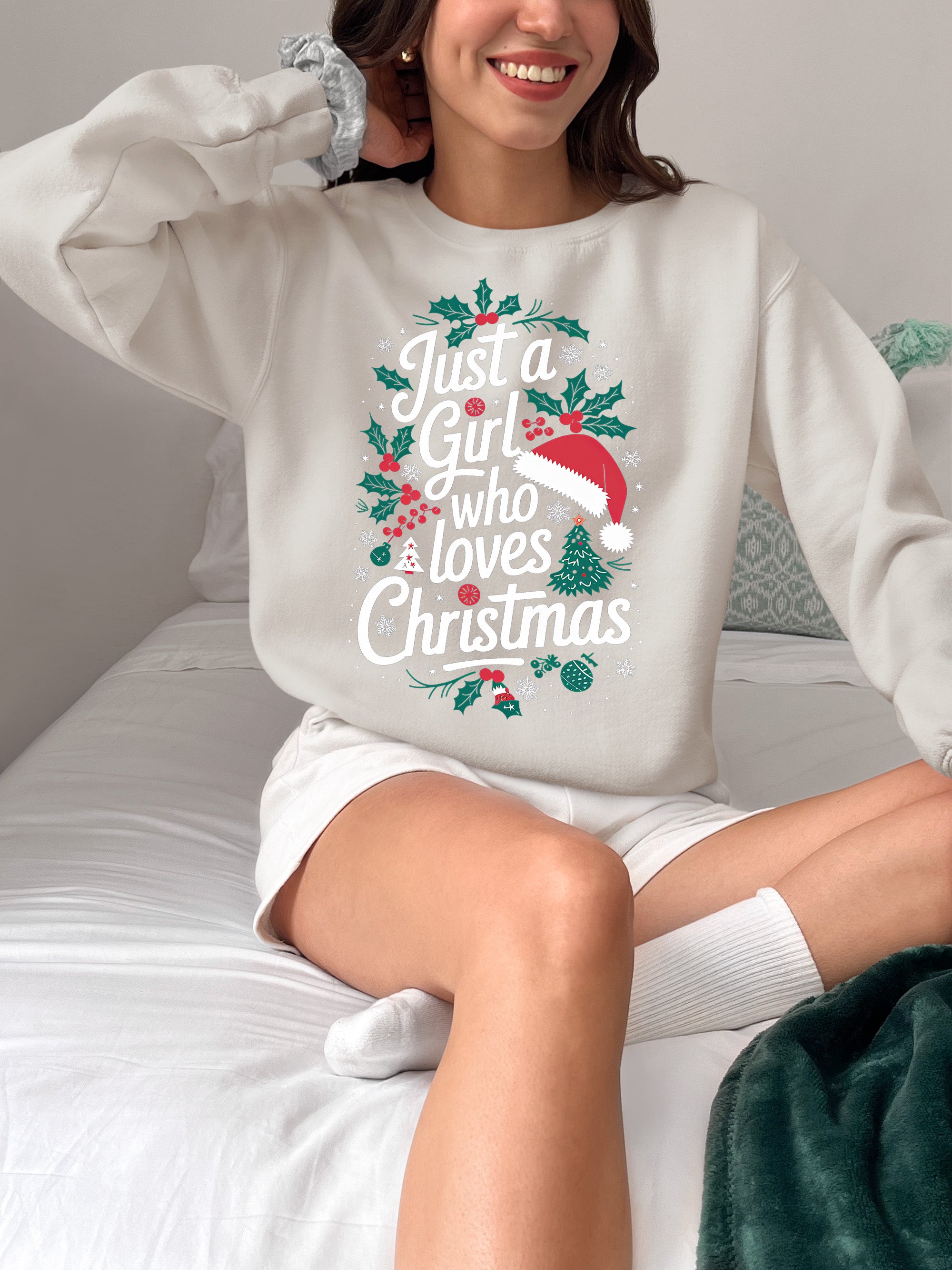 Just a Girl Who Loves Christmas - Festive, Cozy Christmas Theme for Her - Holiday Cheer Keepsake Accessory Sweatshirt