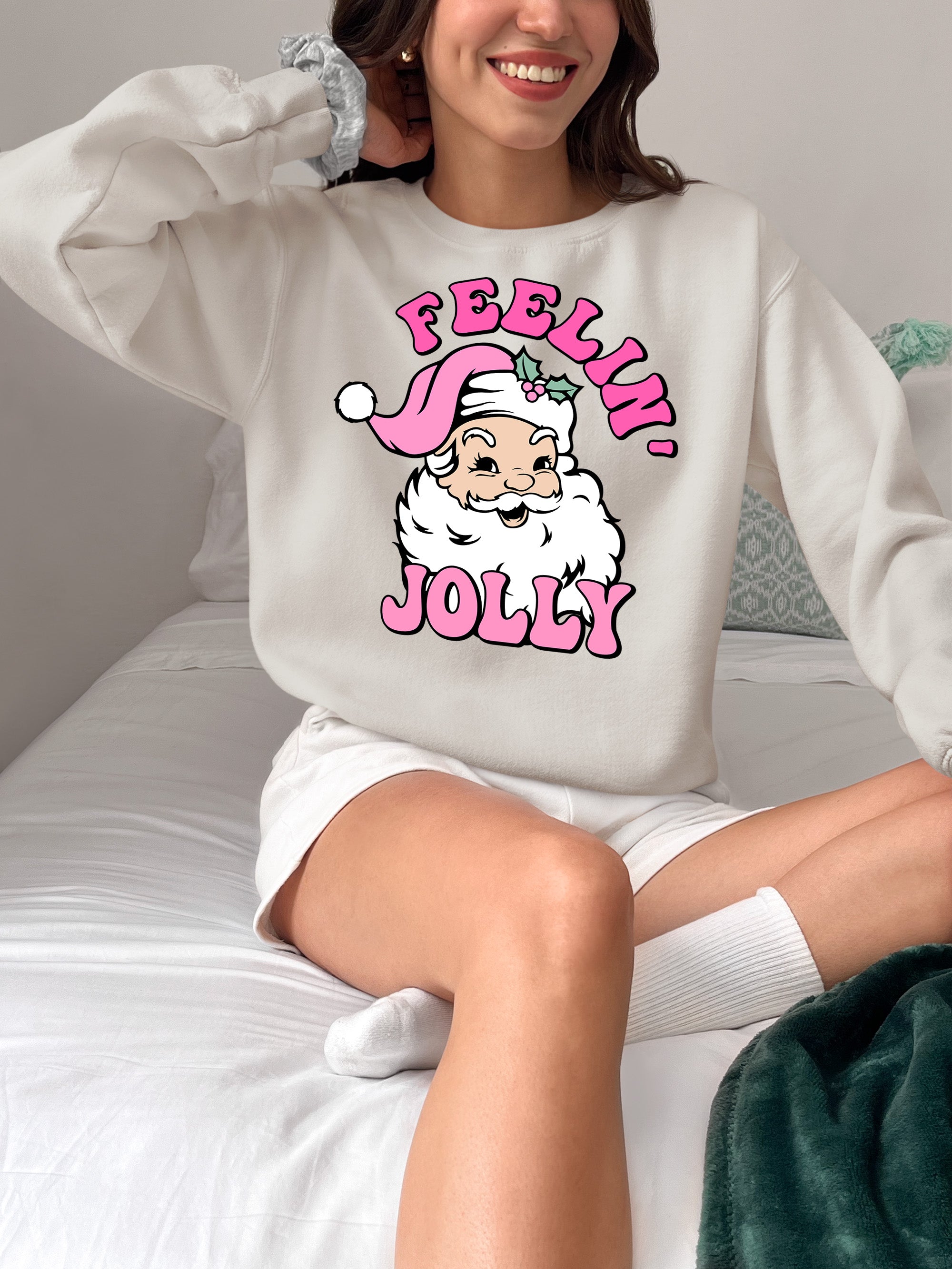 Feelin Jolly Christmas Theme for Festive Lovers - Cozy Seasonal Gift Idea Sweatshirt