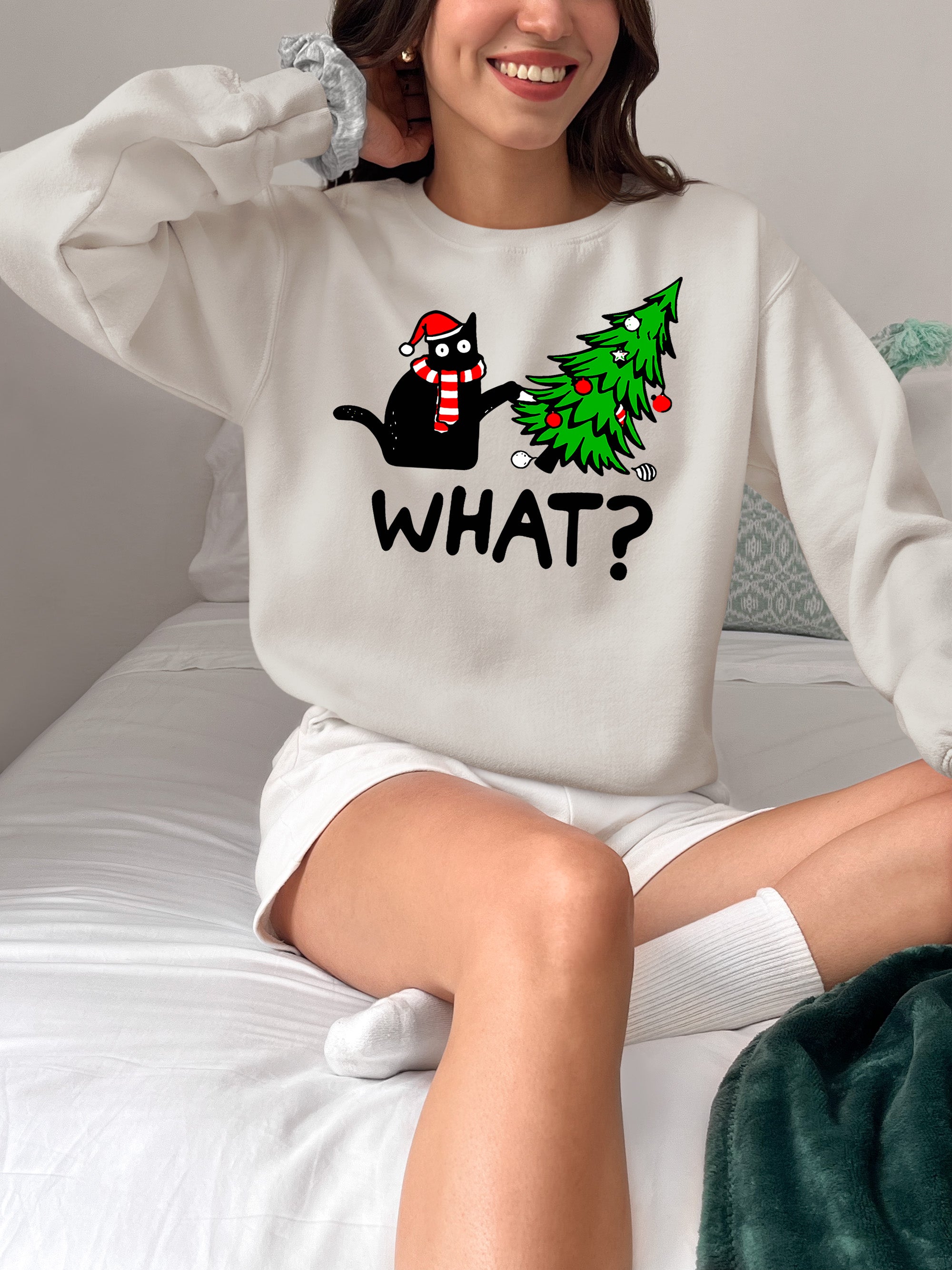 What Cat Says at Christmas - Funny Kitty Gift for Cat Lovers, Holiday Humor, Whiskers & Paws, Cozy Christmas Cheer Sweatshirt