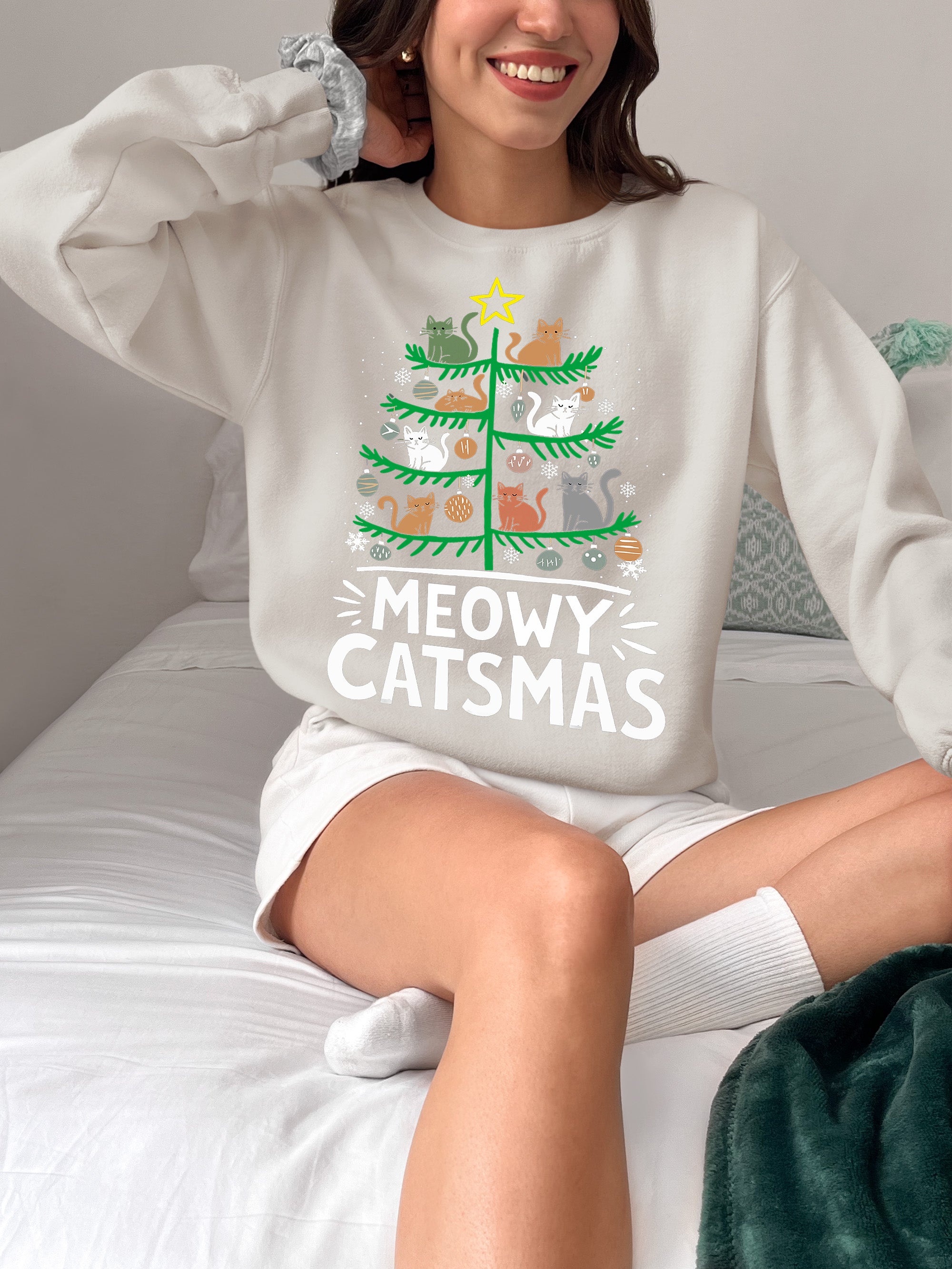 Meowy Catmas Tree - Festive Christmas Gift for Cat Lovers, Holiday Keepsake Sweatshirt