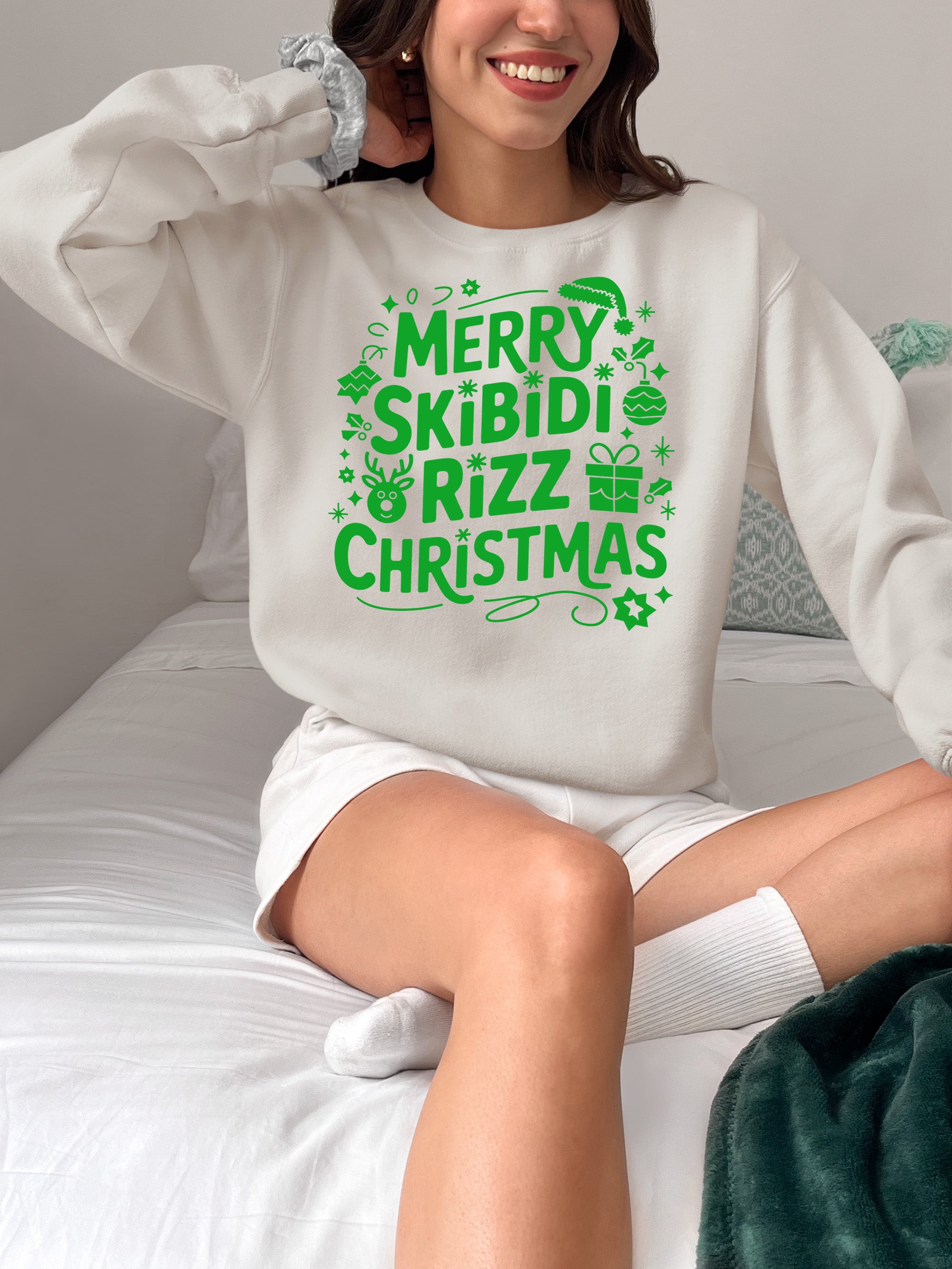 Merry Skibidi Rizz Christmas, festive holiday vibes for gifts and celebrations, cozy winter cheer Sweatshirt
