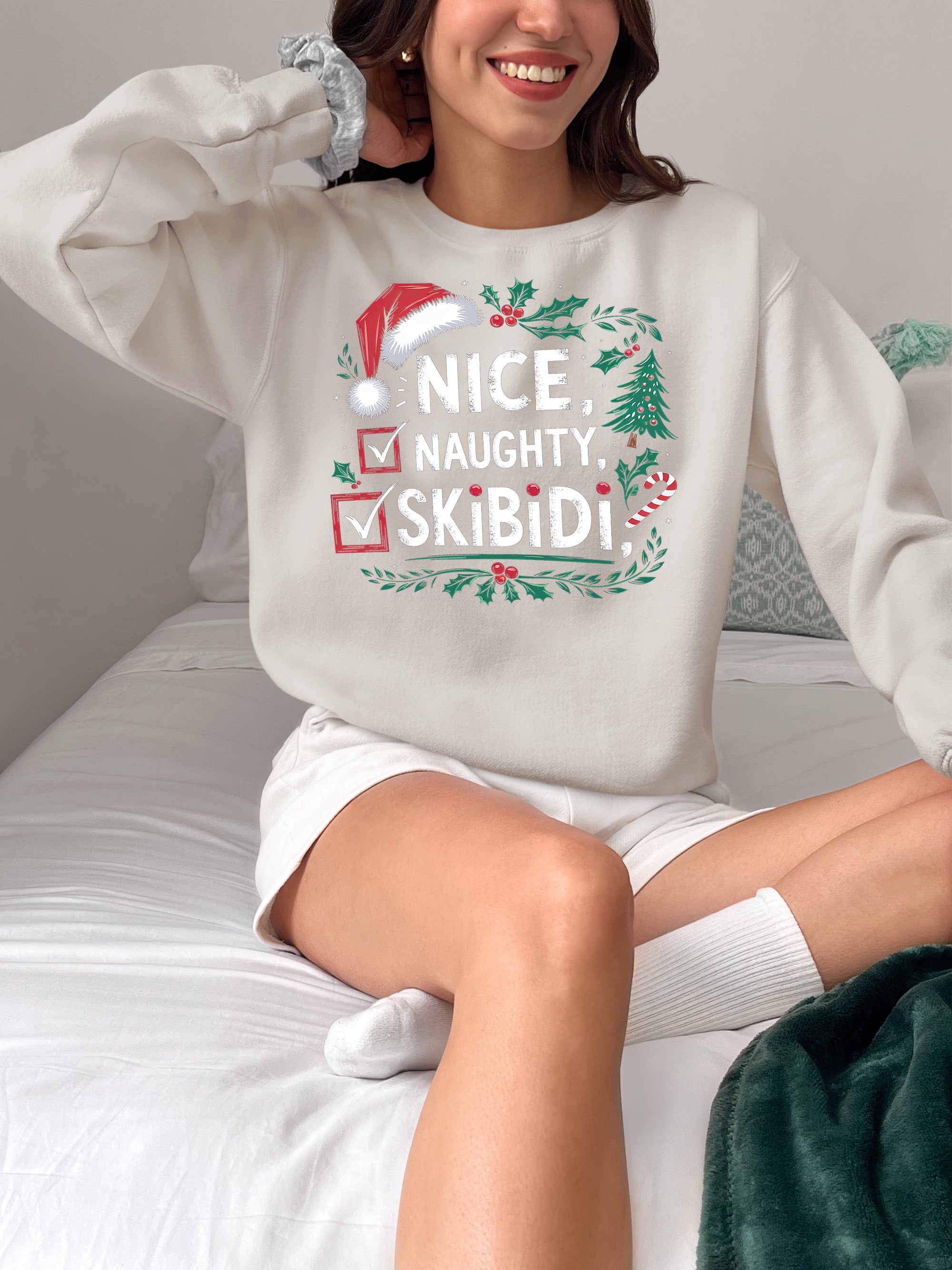 Christmas Naughty or Nice Keepsake | Festive Holiday Charm for Season’s Cheer, Skibidi Inspired Fun Gift Idea Sweatshirt