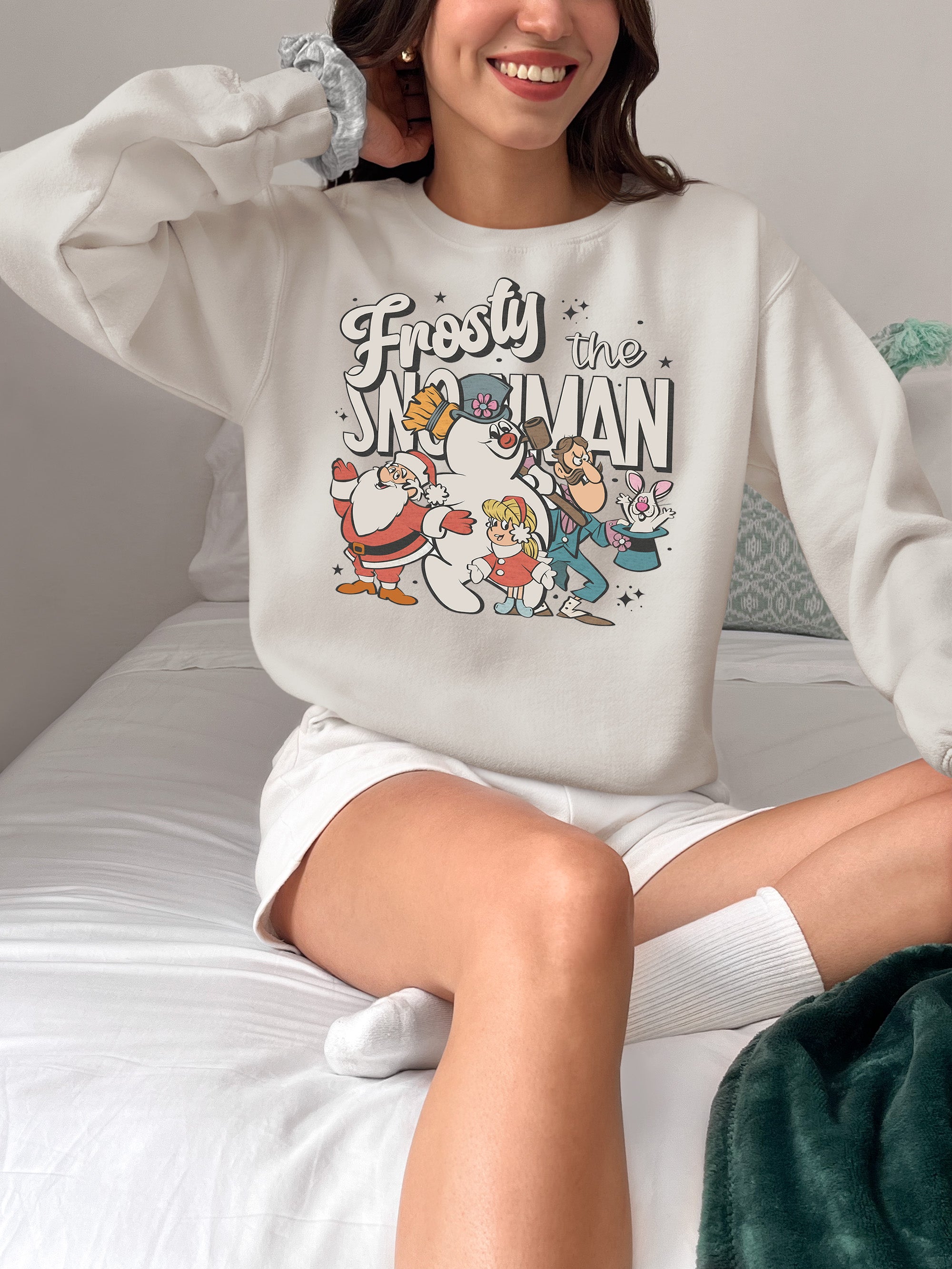 Frosty Snowman Christmas Theme Artwork, Cozy Winter Holiday Gift Idea, Seasonal Frosty Illustration Sweatshirt