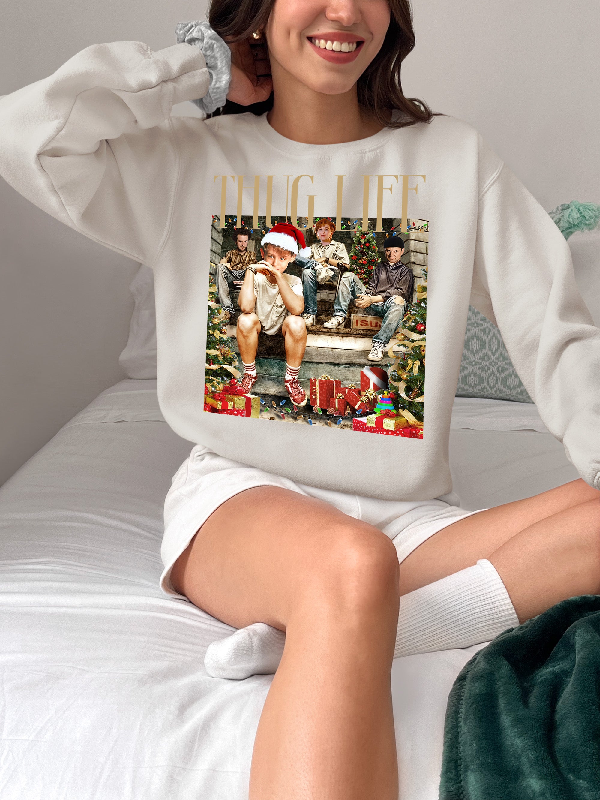 Christmas Thug Life Porch Santa Hat - Funny Santa Hat for Porch, Holiday Humor Gift Sweatshirt