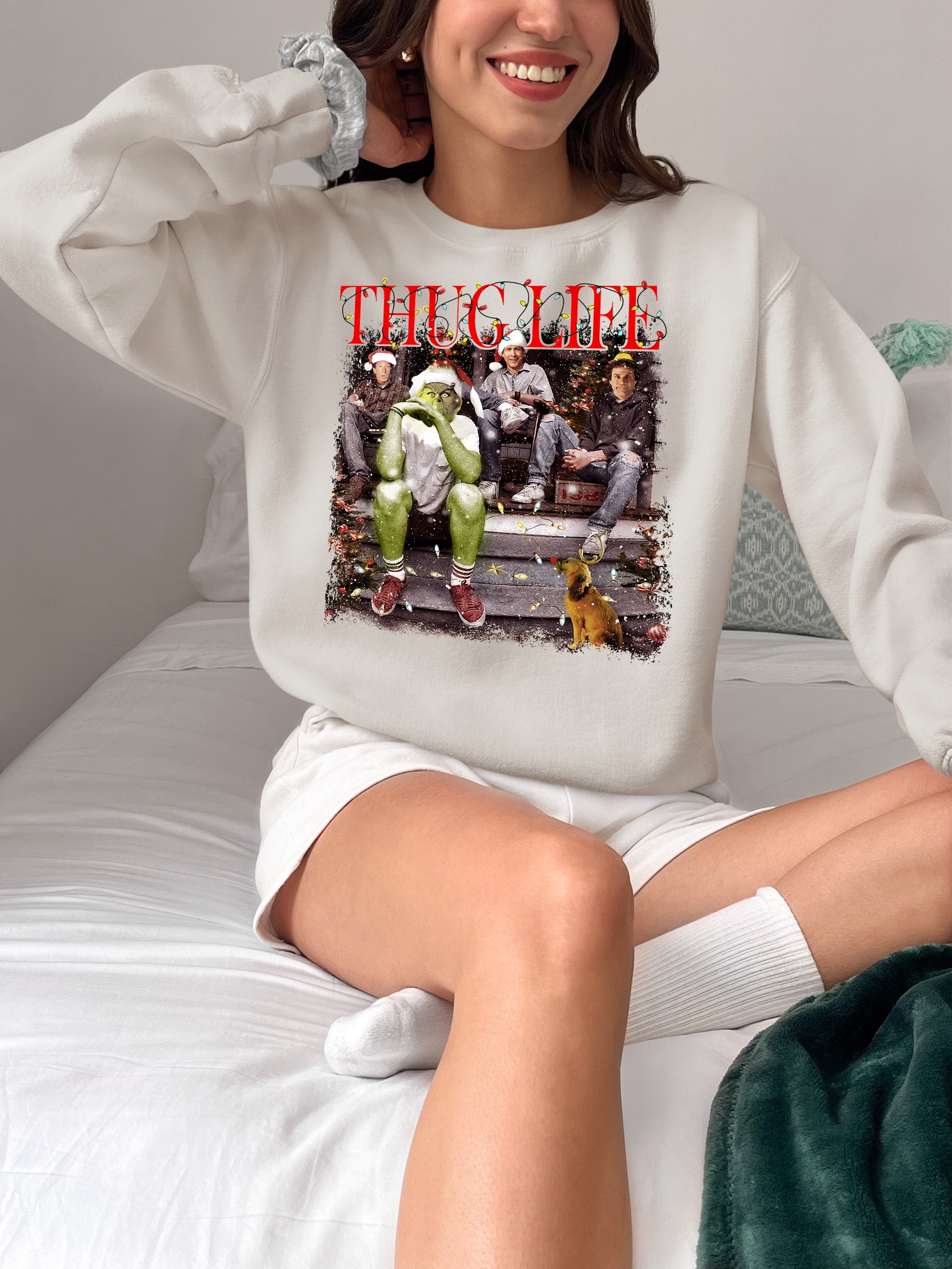 Christmas Thug Life Grinch Porch Sign - Funny Grinch Themed Holiday Welcome for Porch Sweatshirt