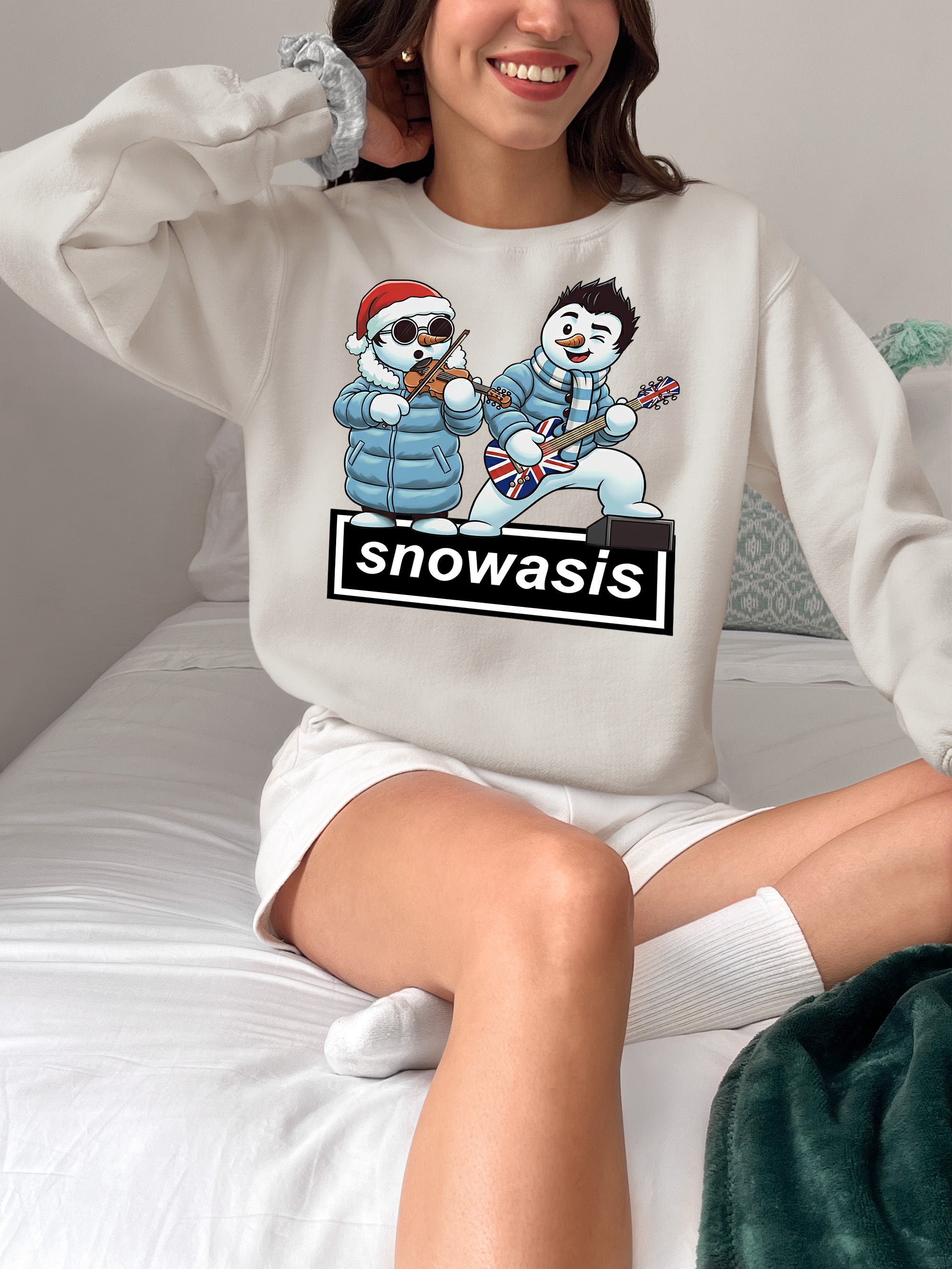 Snowasis Violin Gutar Winking Christmas Charm - Festive Music Gift Sweatshirt