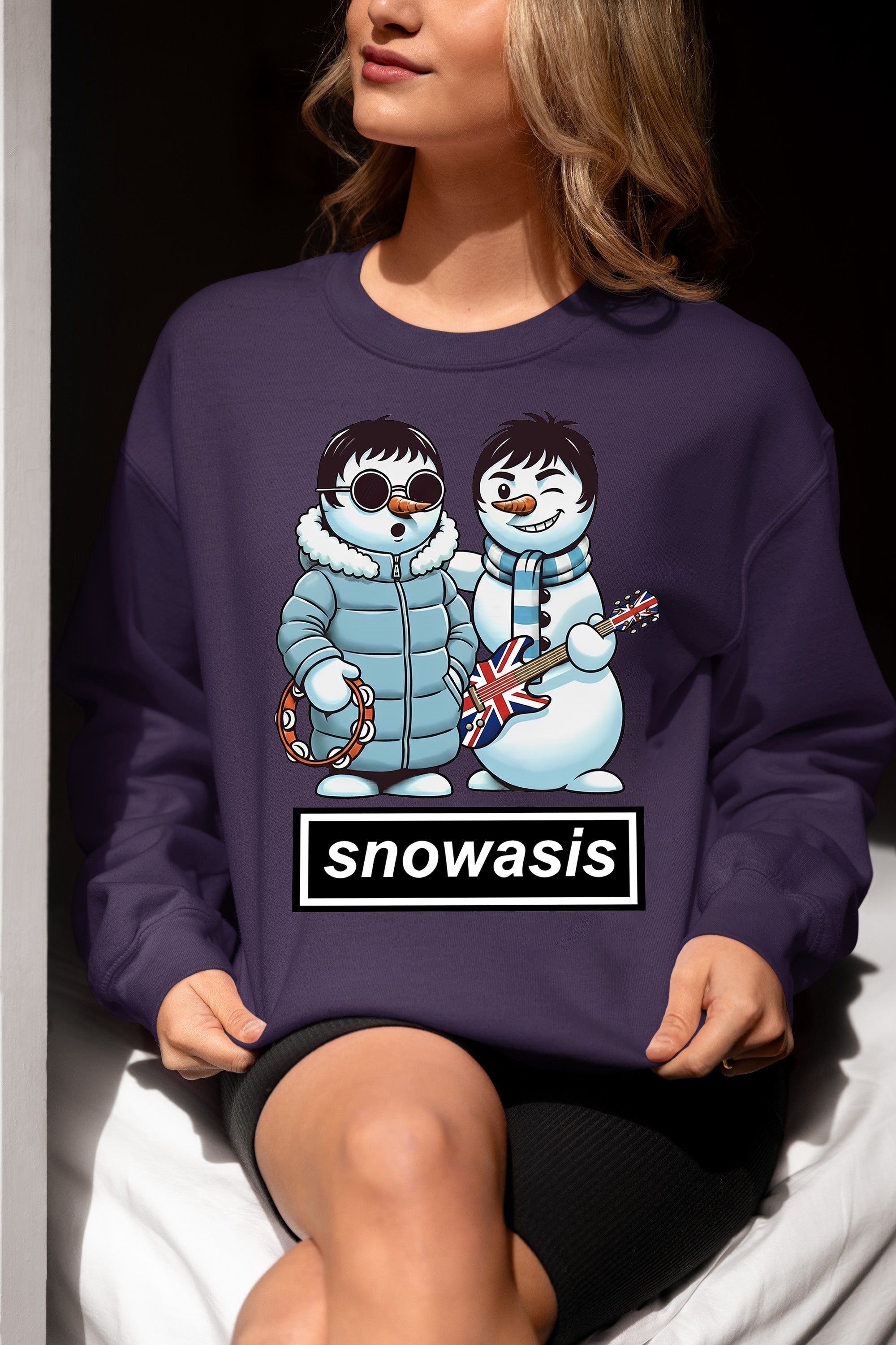 Snowasis Snowmen Guitar Christmas Charm - Whimsical Holiday Keepsake Sweatshirt