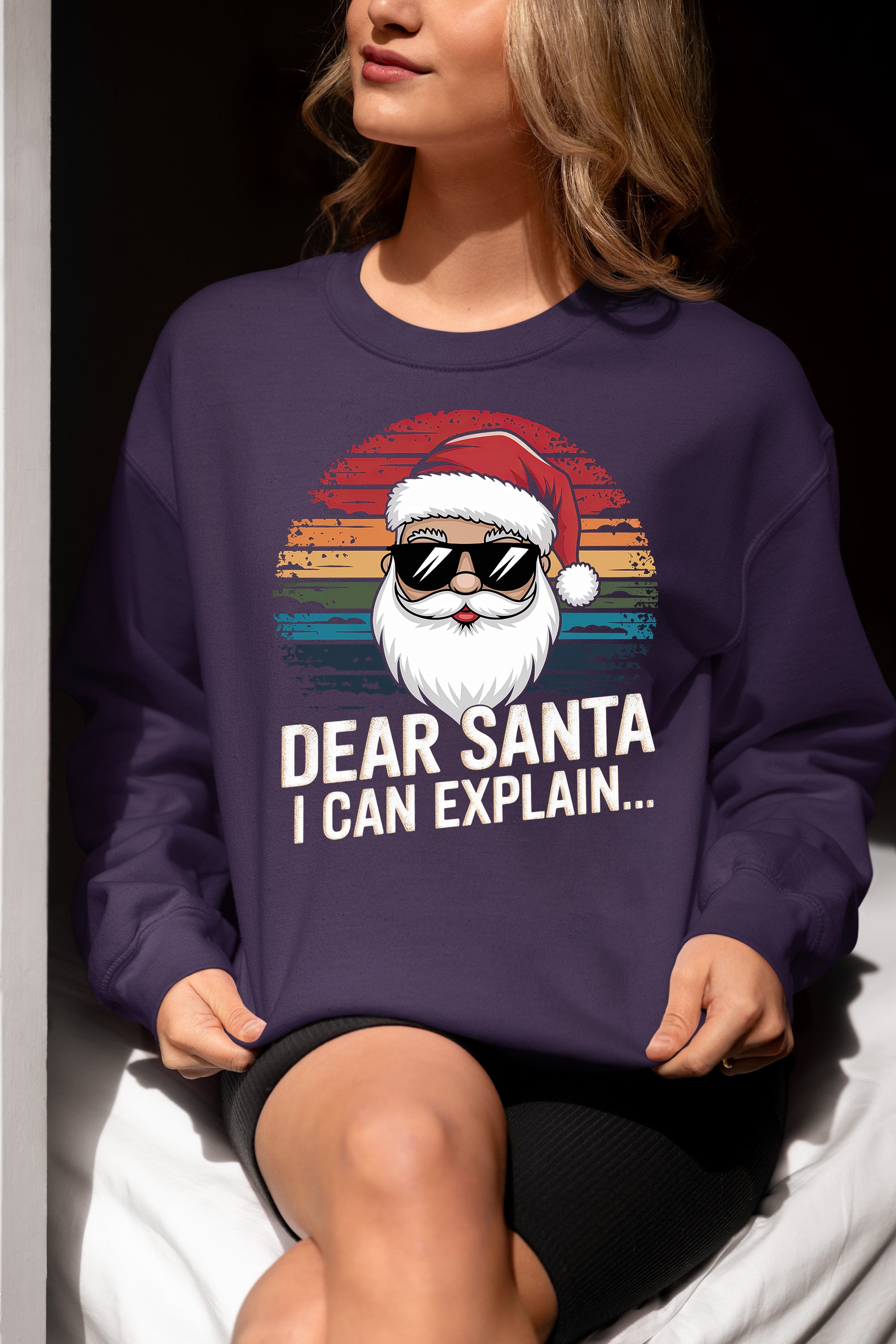 Dear Santa I Can Explain - Funny Christmas Gift Quote for Holiday Cheer & Santa Humor Sweatshirt
