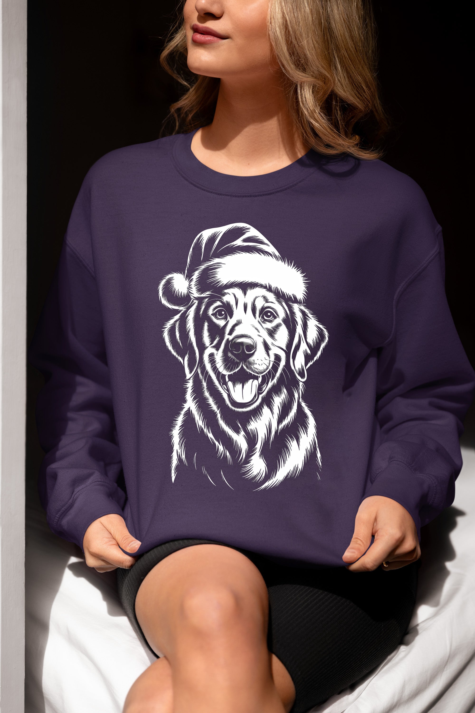 Christmas Dog Illustration for Pet Lovers – Festive Holiday Scene Gift Idea, Cozy Canine Portrait, Seasonal Cheer Sweatshirt