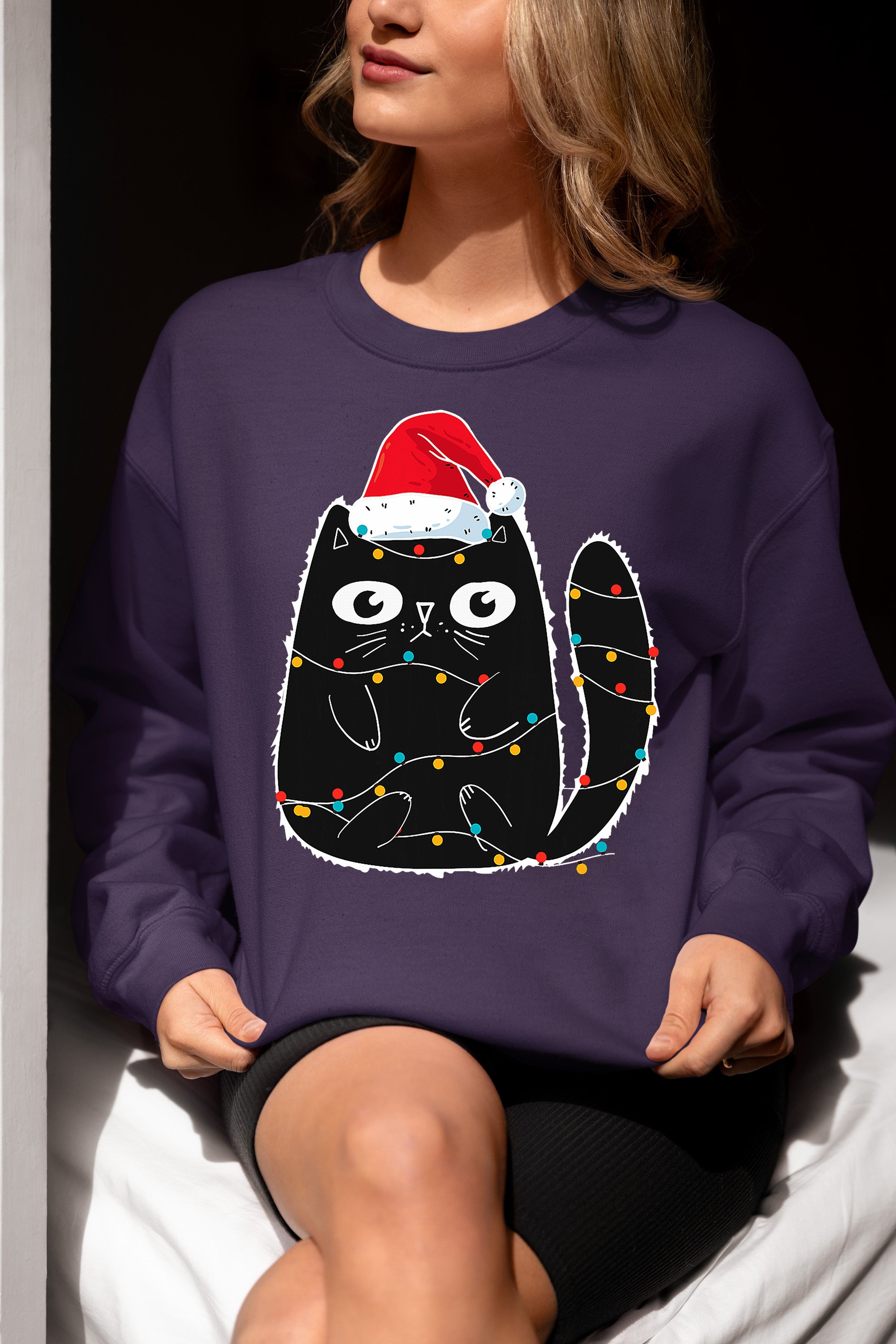 Cute Cat in Santa Hat - Christmas Feline Themed Gift for Holidays Sweatshirt