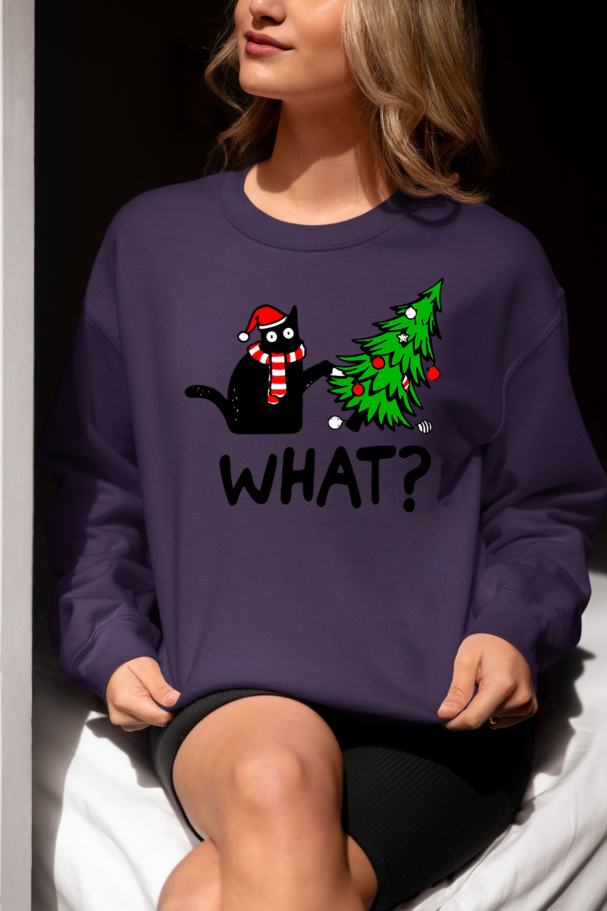 What Cat Says at Christmas - Funny Kitty Gift for Cat Lovers, Holiday Humor, Whiskers & Paws, Cozy Christmas Cheer Sweatshirt