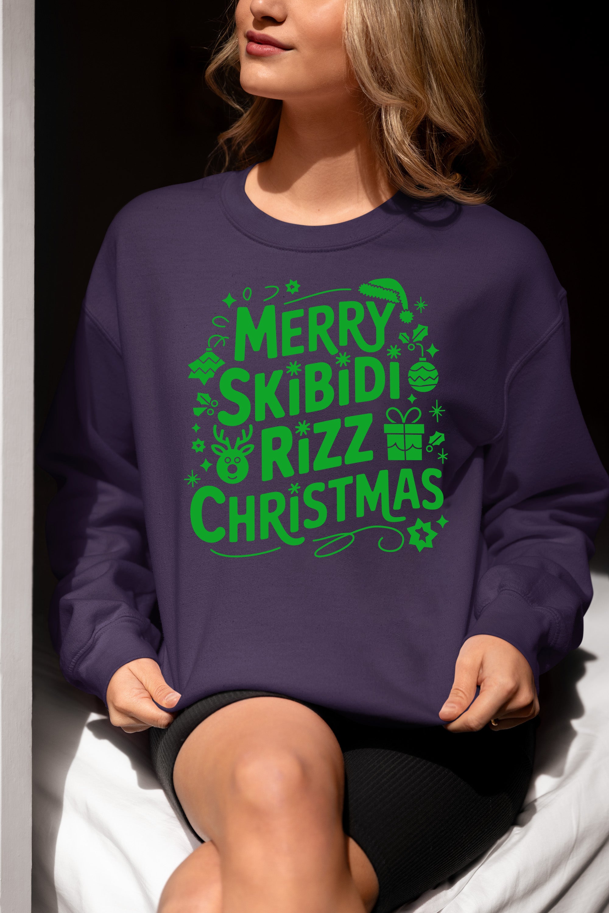 Merry Skibidi Rizz Christmas, festive holiday vibes for gifts and celebrations, cozy winter cheer Sweatshirt