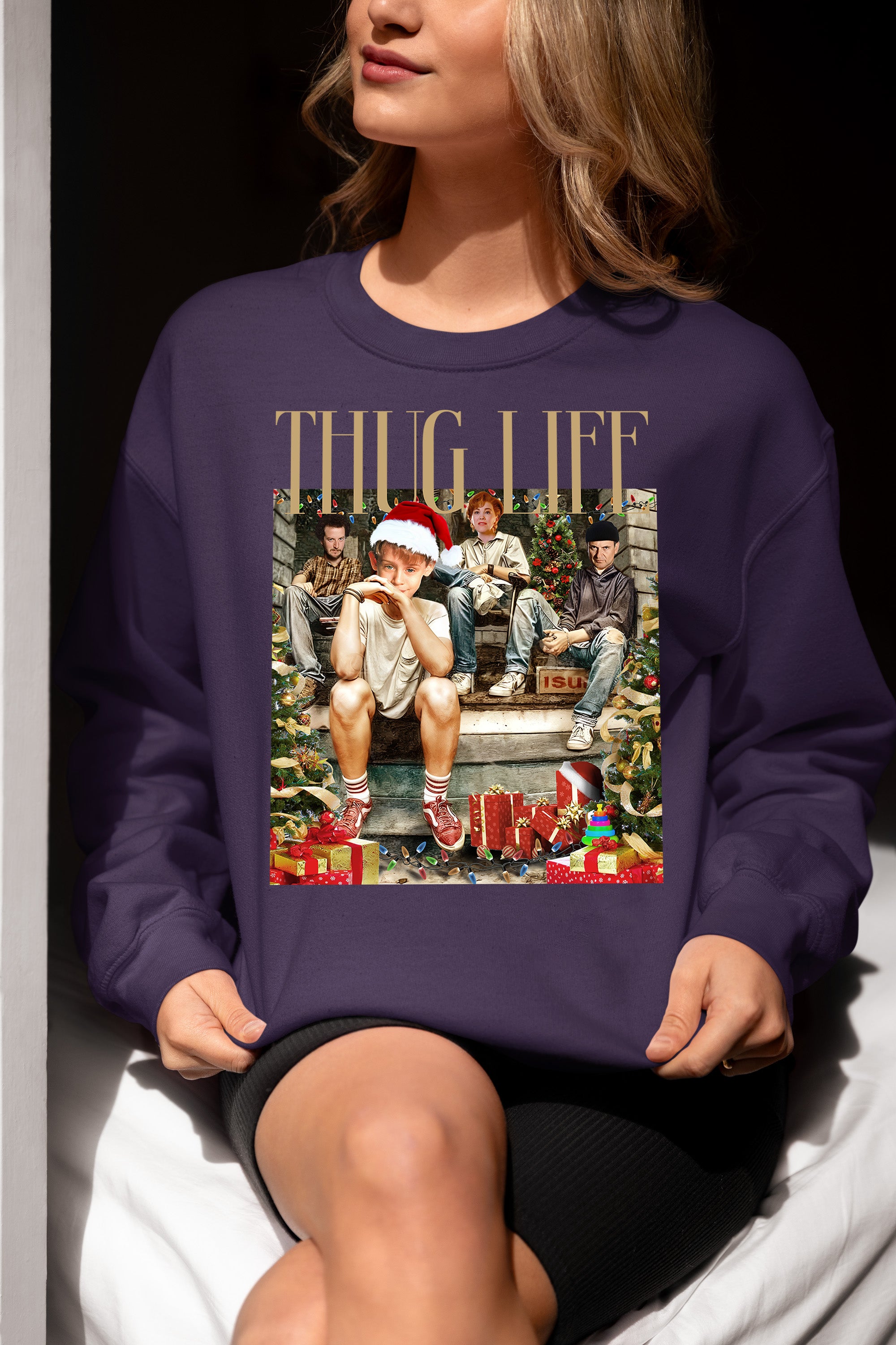Christmas Thug Life Porch Santa Hat - Funny Santa Hat for Porch, Holiday Humor Gift Sweatshirt