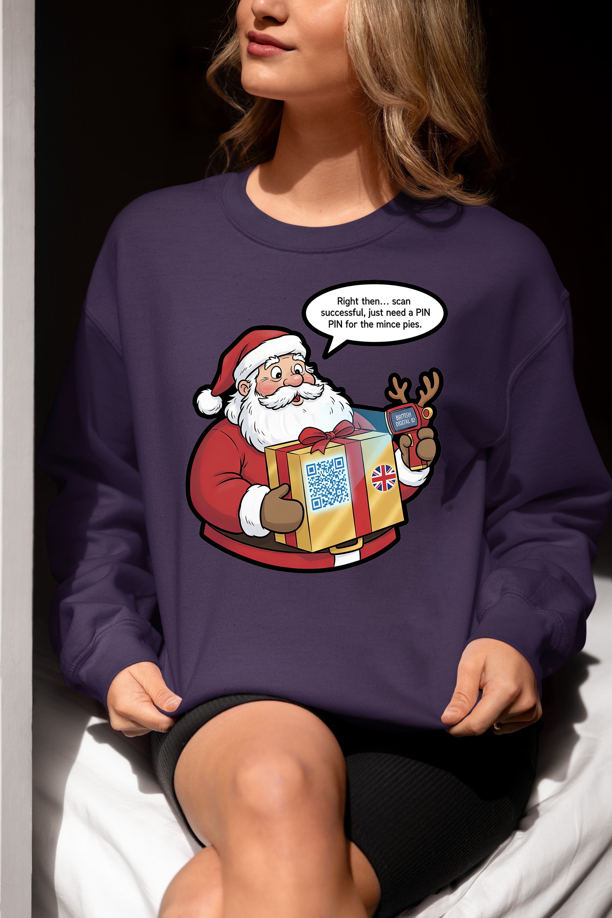 UK Digital ID Santa - Festive Christmas Security Badge Template for Online Use Sweatshirt