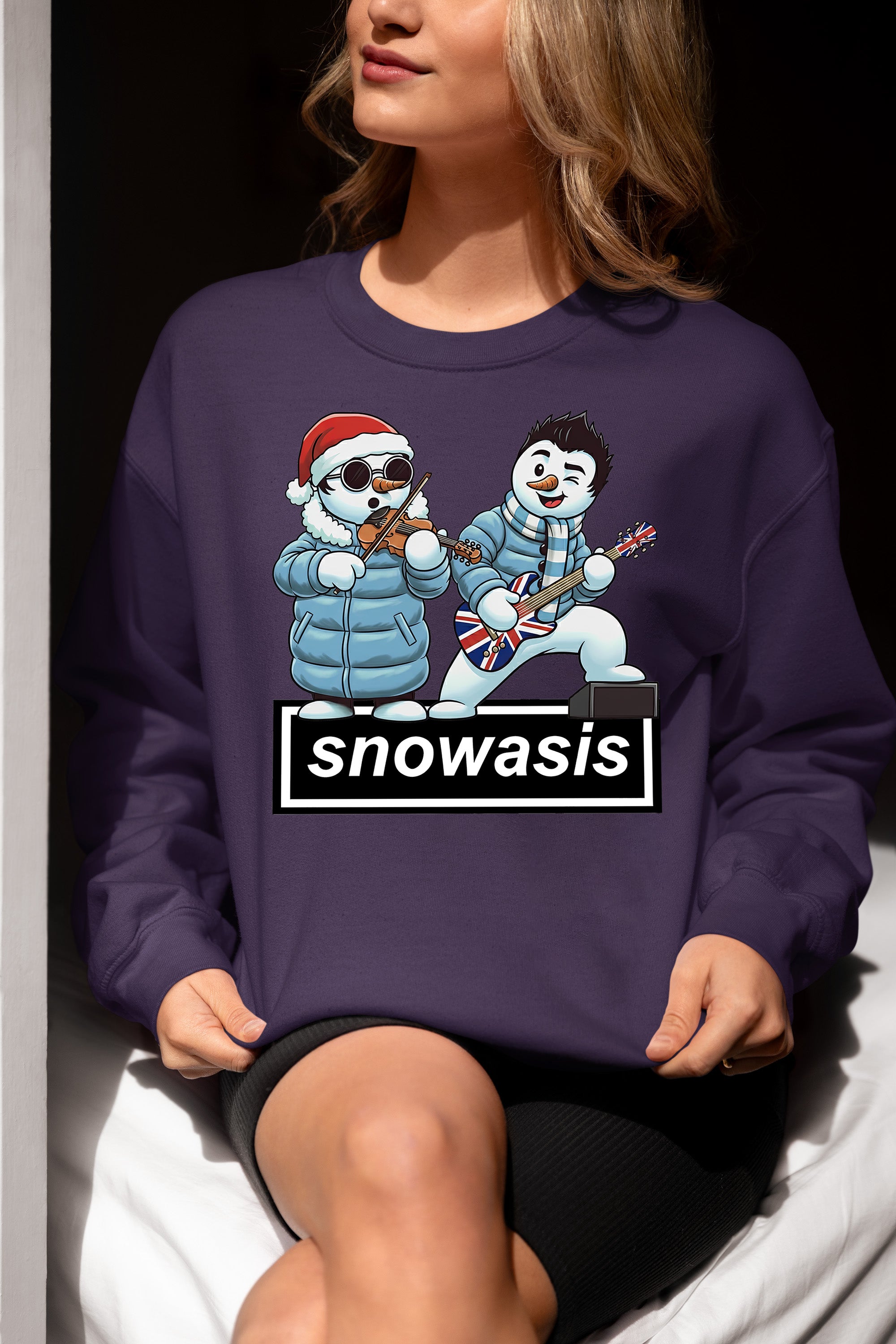 Snowasis Violin Gutar Winking Christmas Charm - Festive Music Gift Sweatshirt