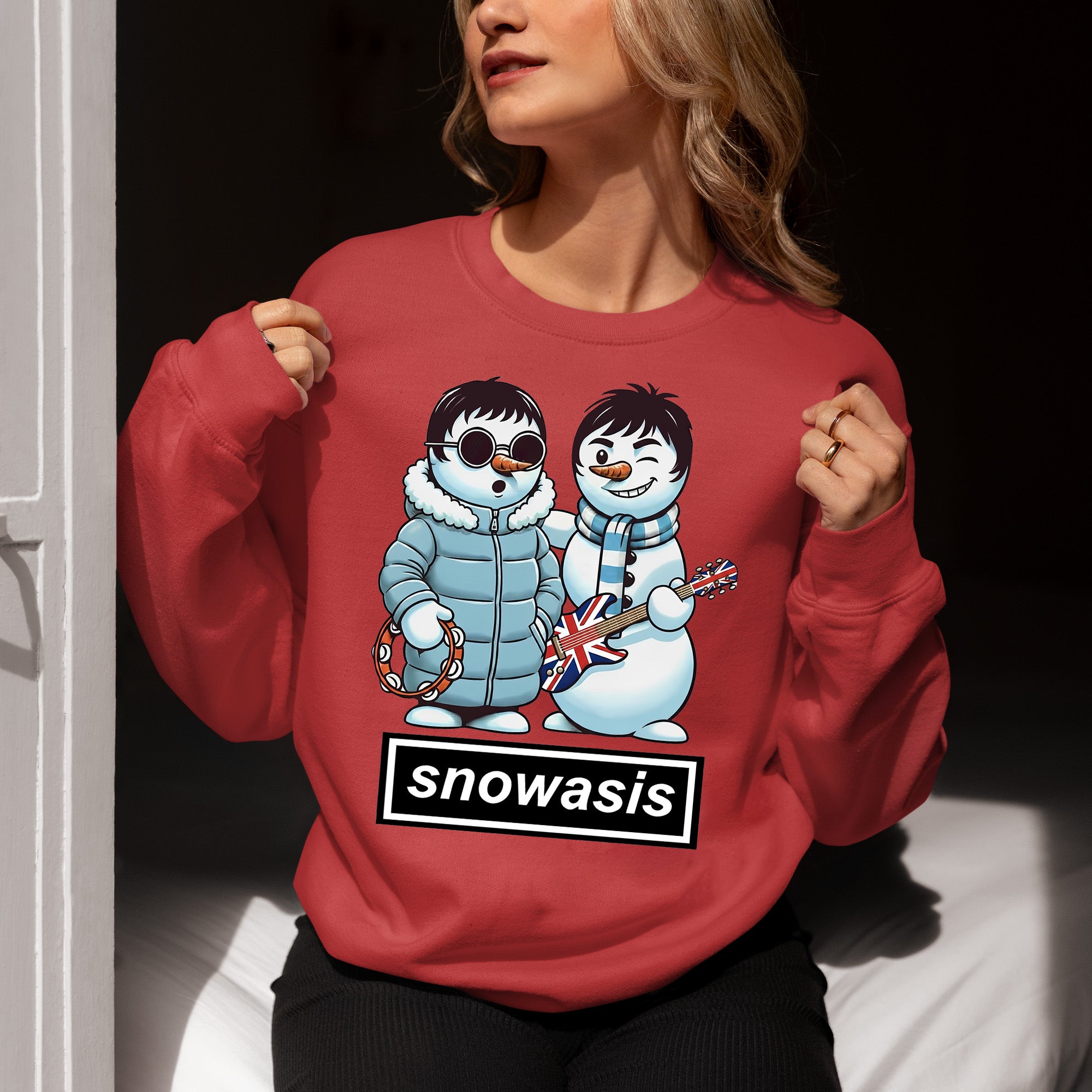 Snowasis Snowmen Guitar Christmas Charm - Whimsical Holiday Keepsake Sweatshirt