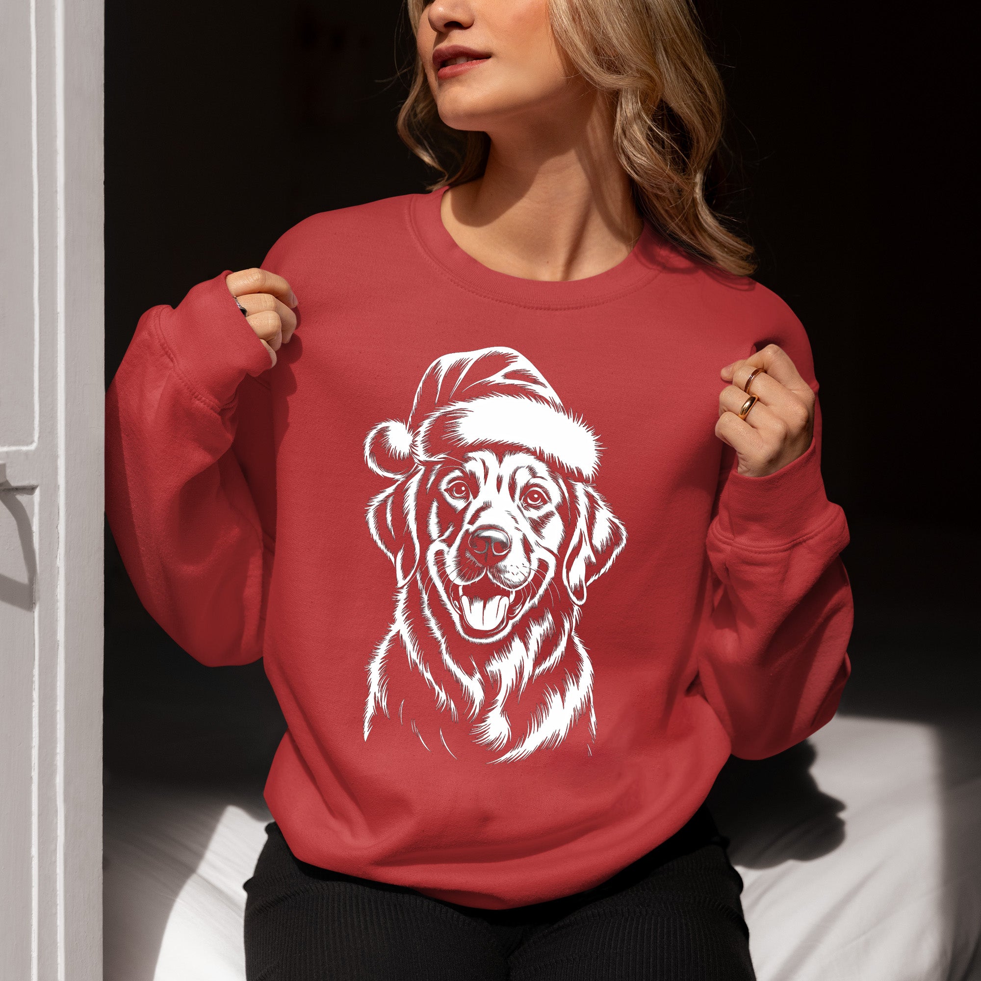 Christmas Dog Illustration for Pet Lovers – Festive Holiday Scene Gift Idea, Cozy Canine Portrait, Seasonal Cheer Sweatshirt