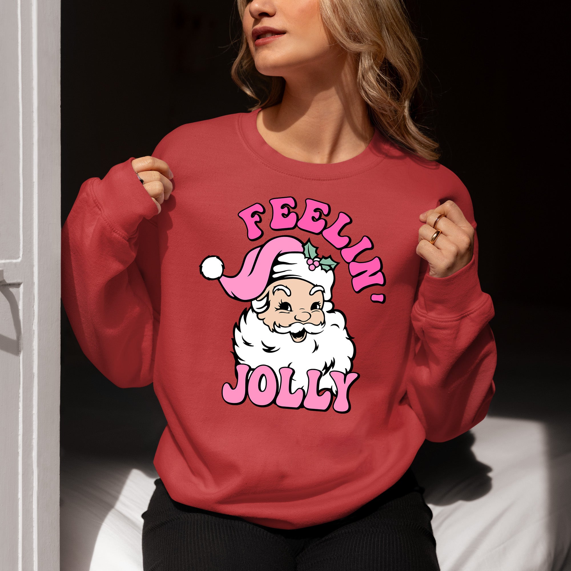 Feelin Jolly Christmas Theme for Festive Lovers - Cozy Seasonal Gift Idea Sweatshirt