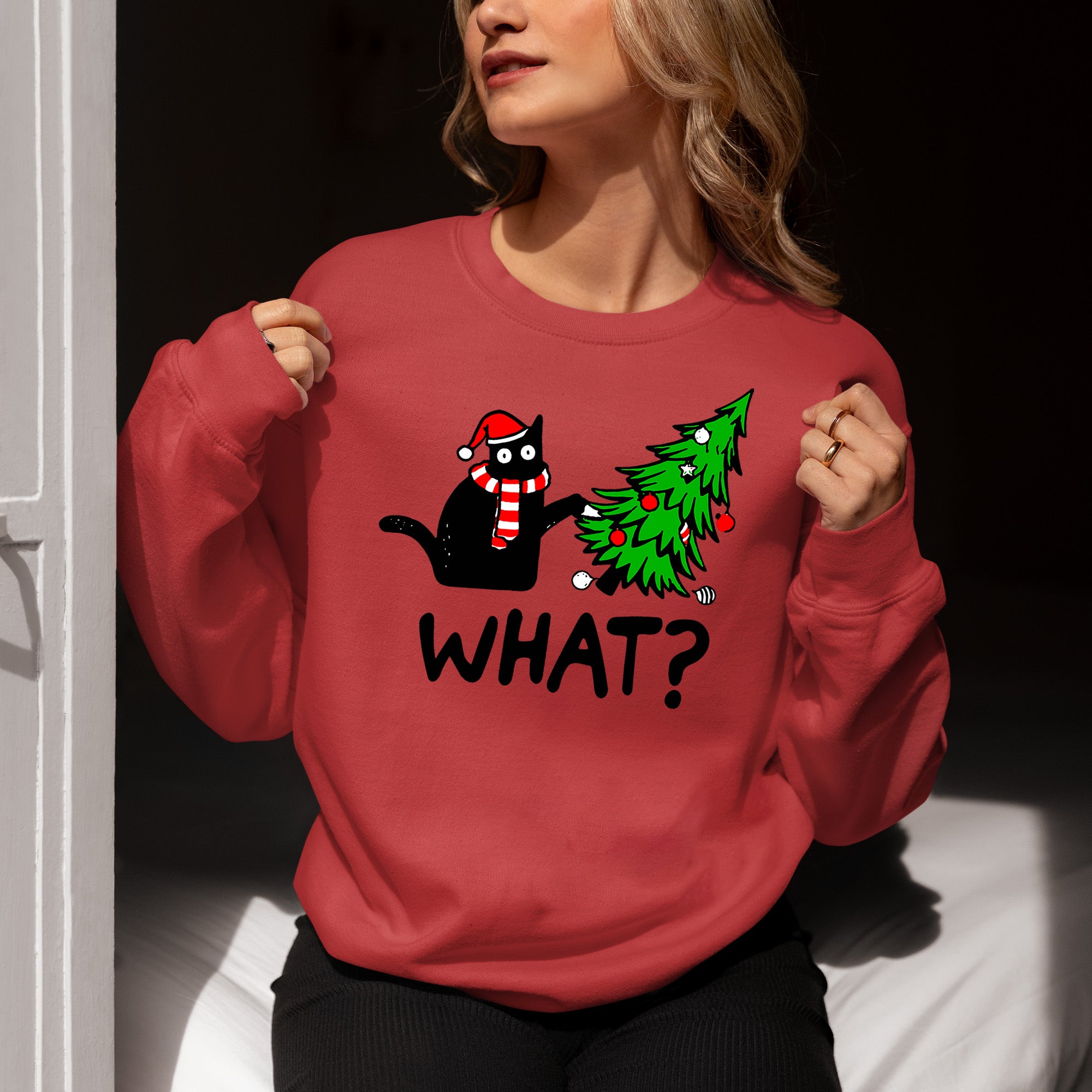 What Cat Says at Christmas - Funny Kitty Gift for Cat Lovers, Holiday Humor, Whiskers & Paws, Cozy Christmas Cheer Sweatshirt