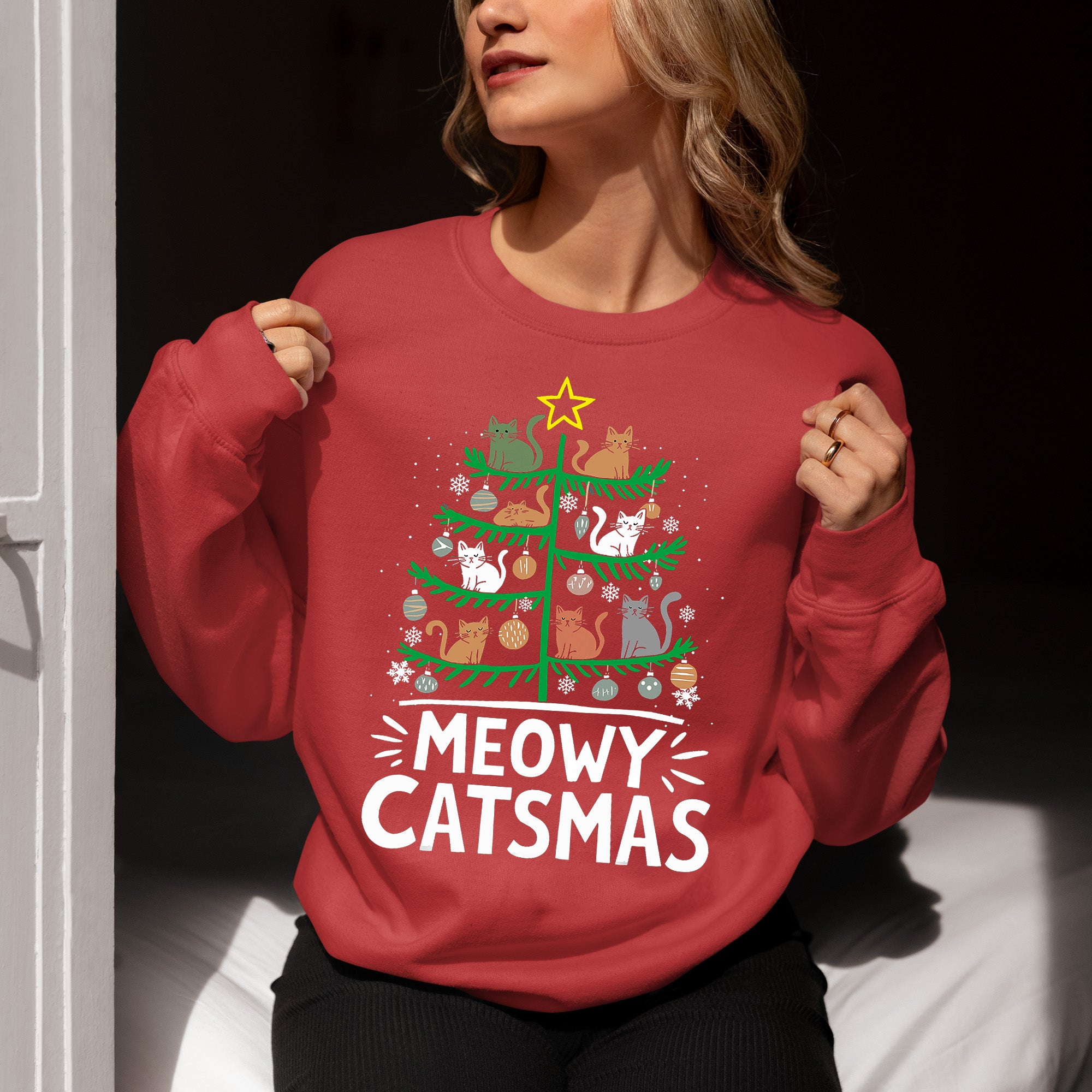 Meowy Catmas Tree - Festive Christmas Gift for Cat Lovers, Holiday Keepsake Sweatshirt