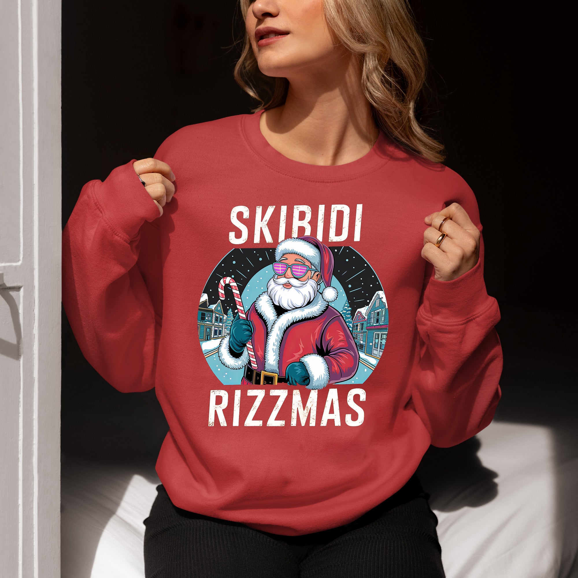 Skibidi Rizzman Santa Christmas Edition - Hilarious Pop Culture Gift Idea for Holidays, Festive Cheer Sweatshirt