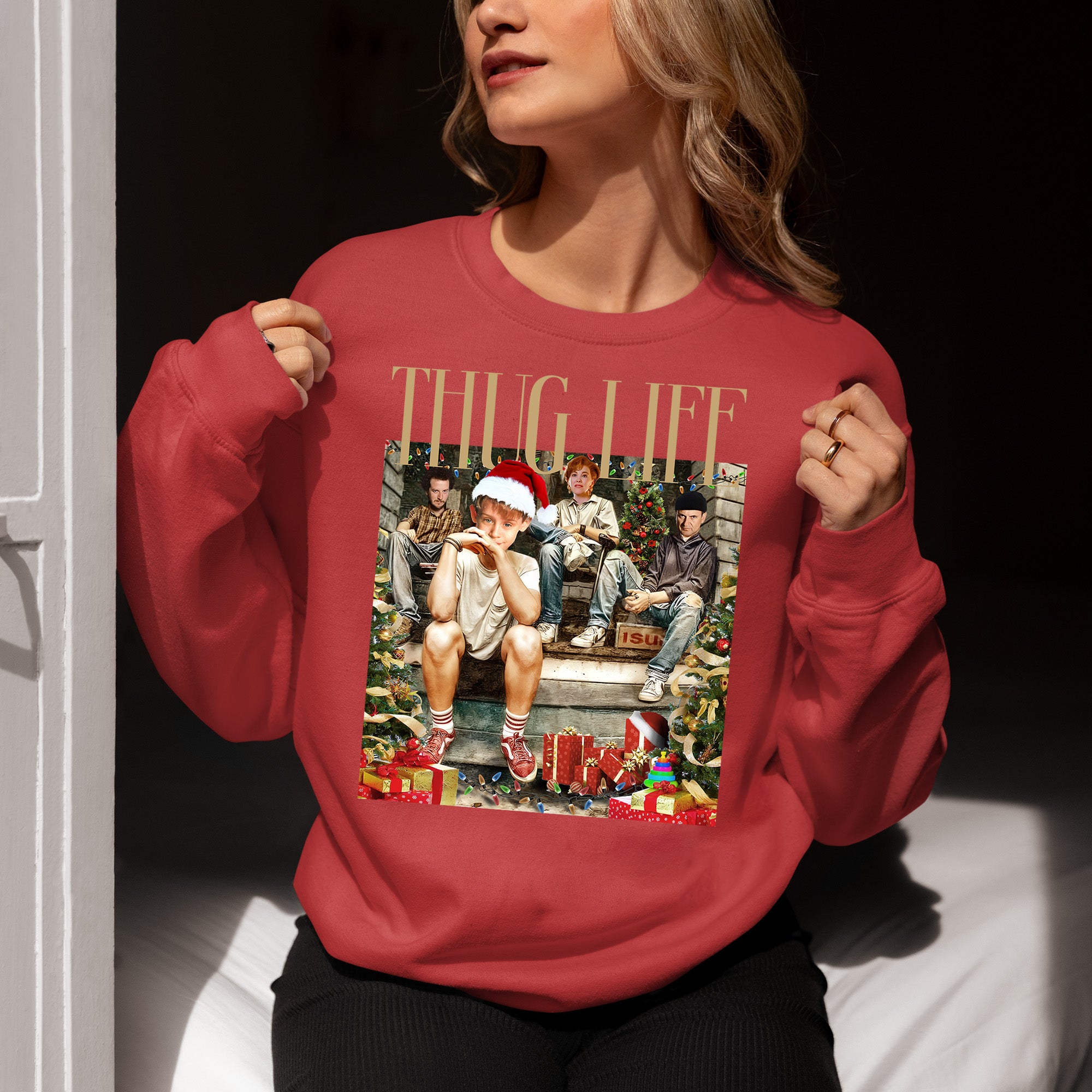 Christmas Thug Life Porch Santa Hat - Funny Santa Hat for Porch, Holiday Humor Gift Sweatshirt