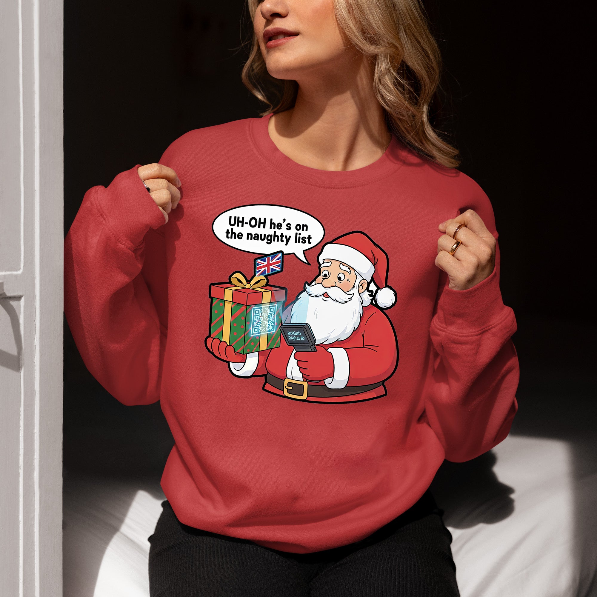 Digital ID Christmas Theme, Festive Identity Template, Holiday Branding Mockup, Editable Badge for Seasonal Greetings Sweatshirt
