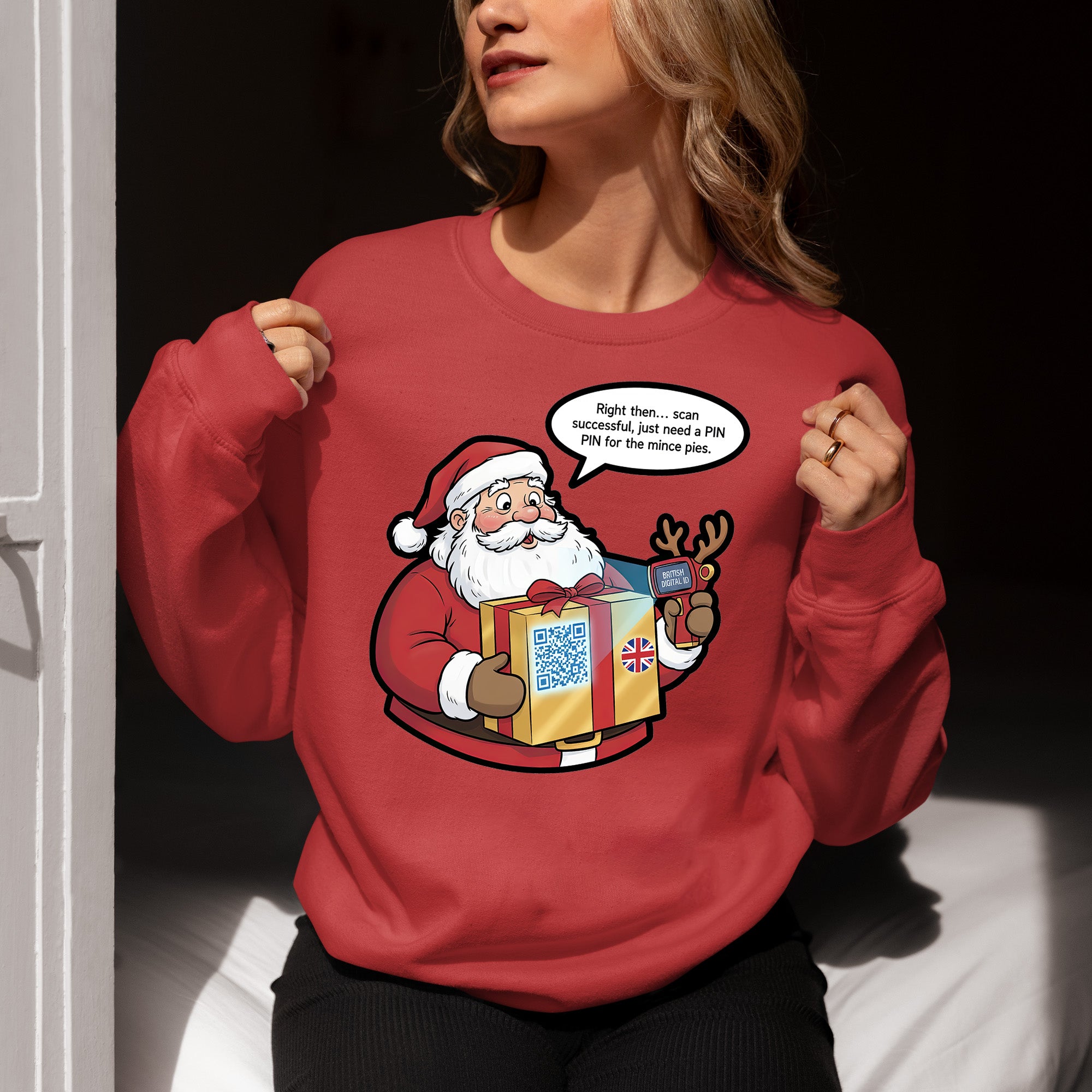 UK Digital ID Santa - Festive Christmas Security Badge Template for Online Use Sweatshirt