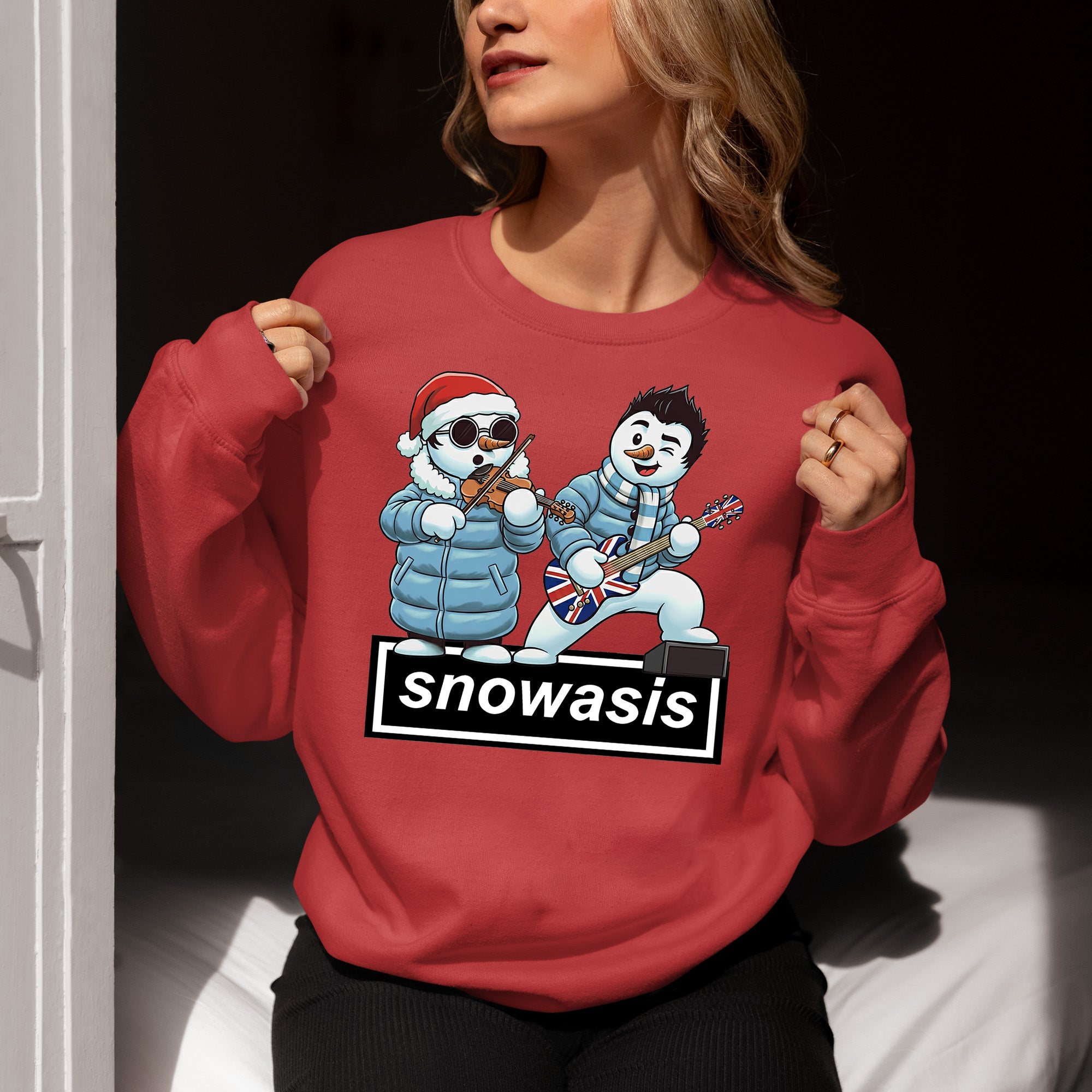 Snowasis Violin Gutar Winking Christmas Charm - Festive Music Gift Sweatshirt