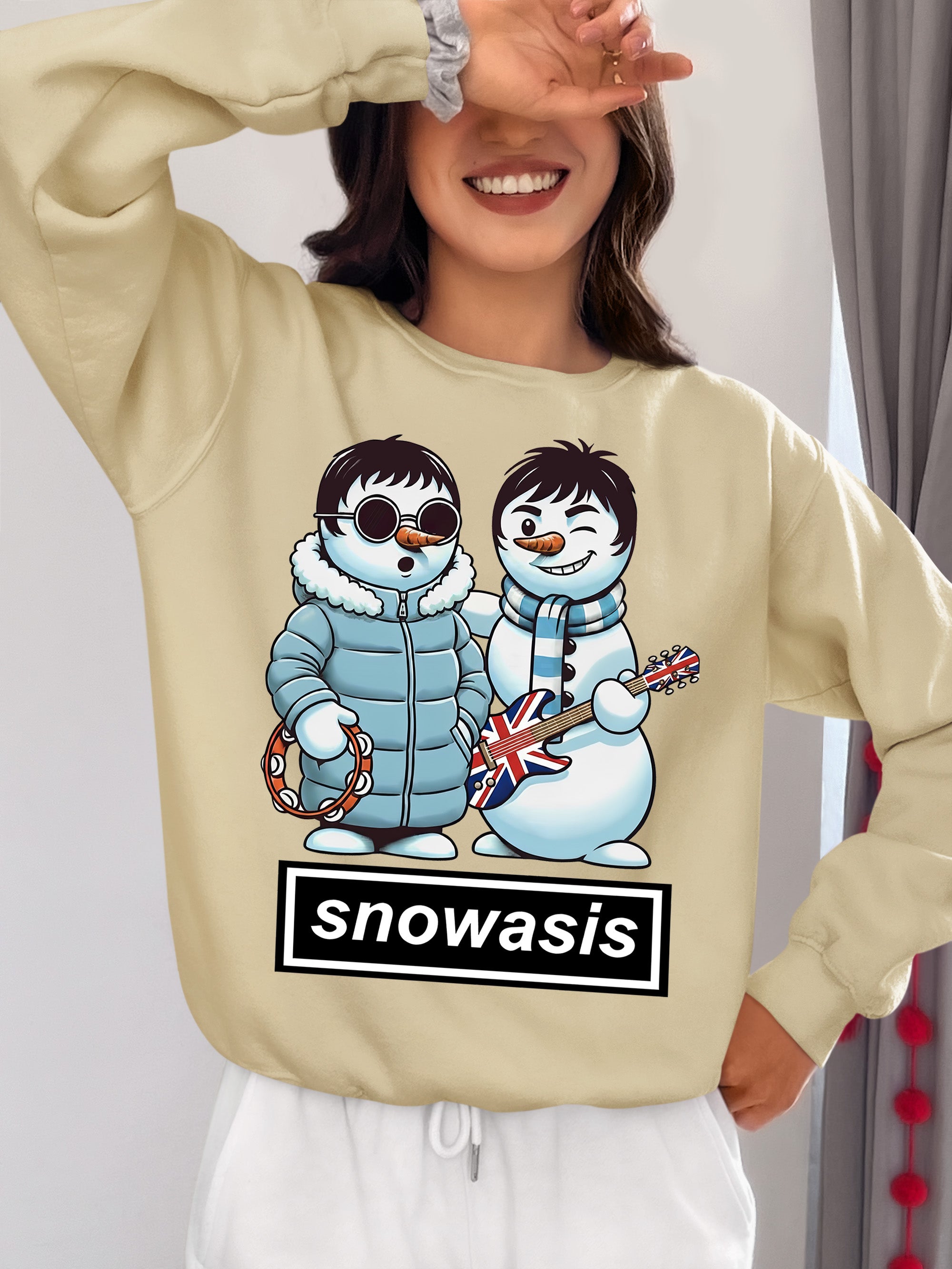 Snowasis Snowmen Guitar Christmas Charm - Whimsical Holiday Keepsake Sweatshirt
