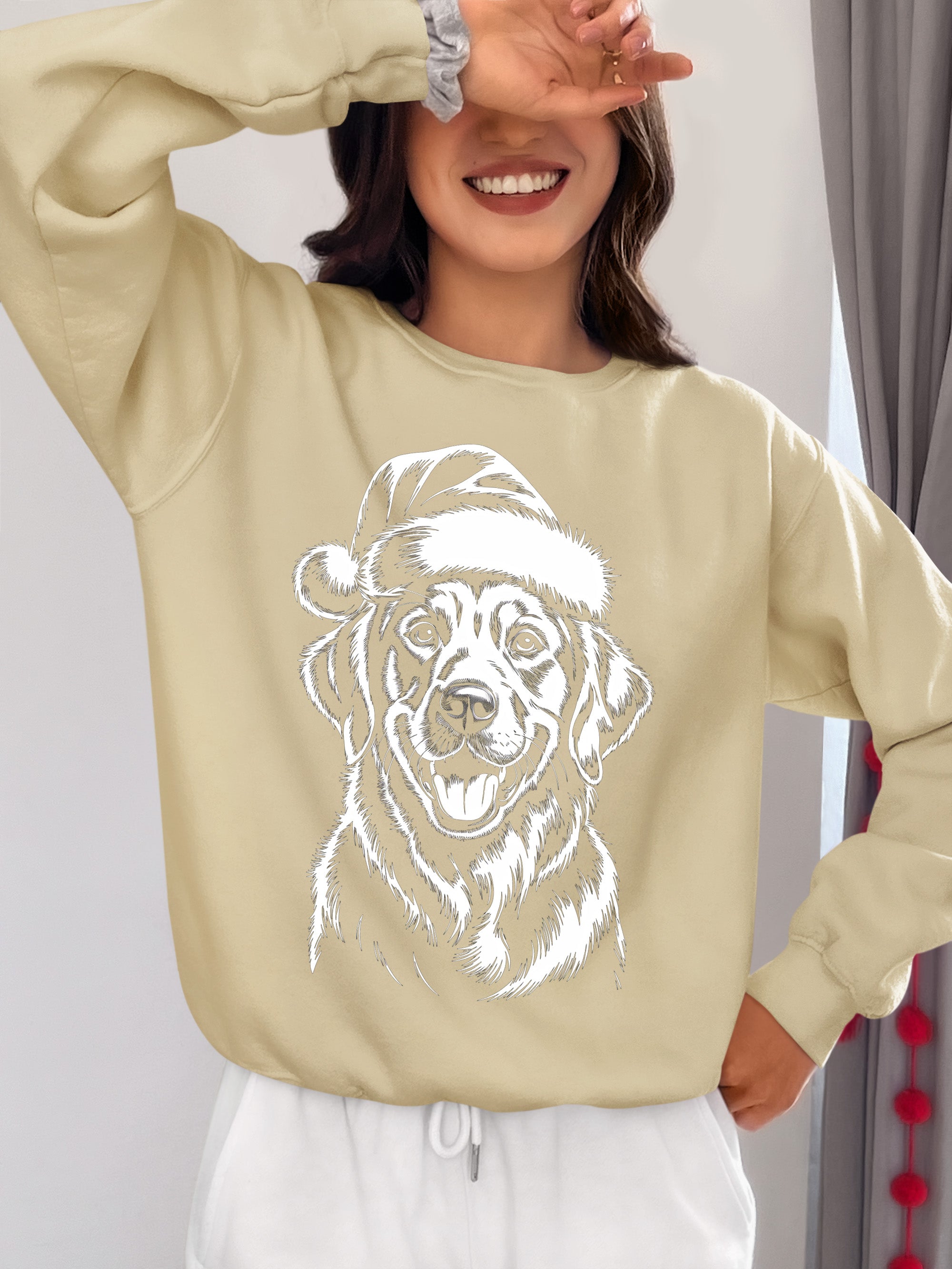 Christmas Dog Illustration for Pet Lovers – Festive Holiday Scene Gift Idea, Cozy Canine Portrait, Seasonal Cheer Sweatshirt