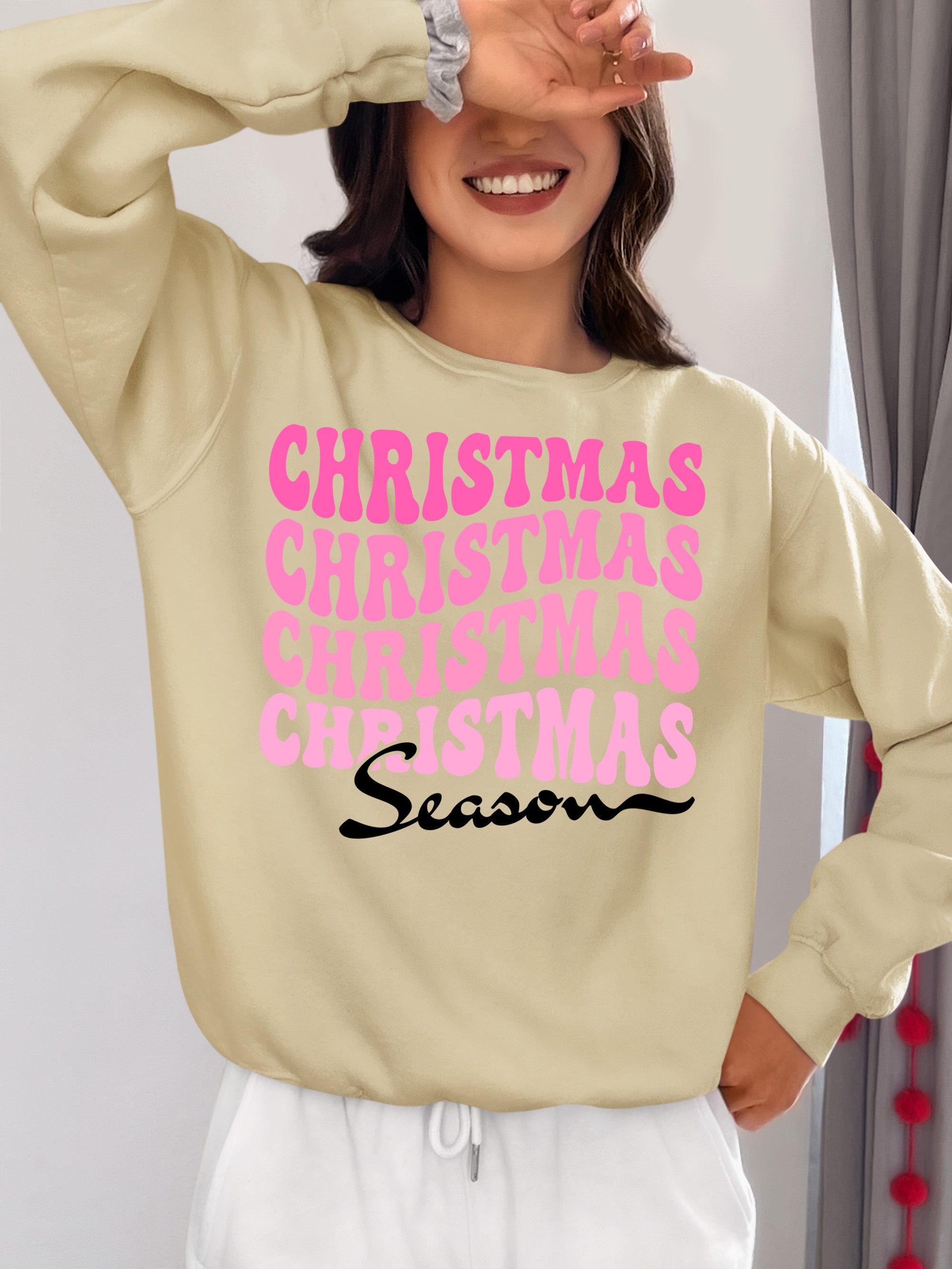 Christmas Season Inspired Artwork for Holiday Home | Festive Canvas Art Gift Idea Sweatshirt