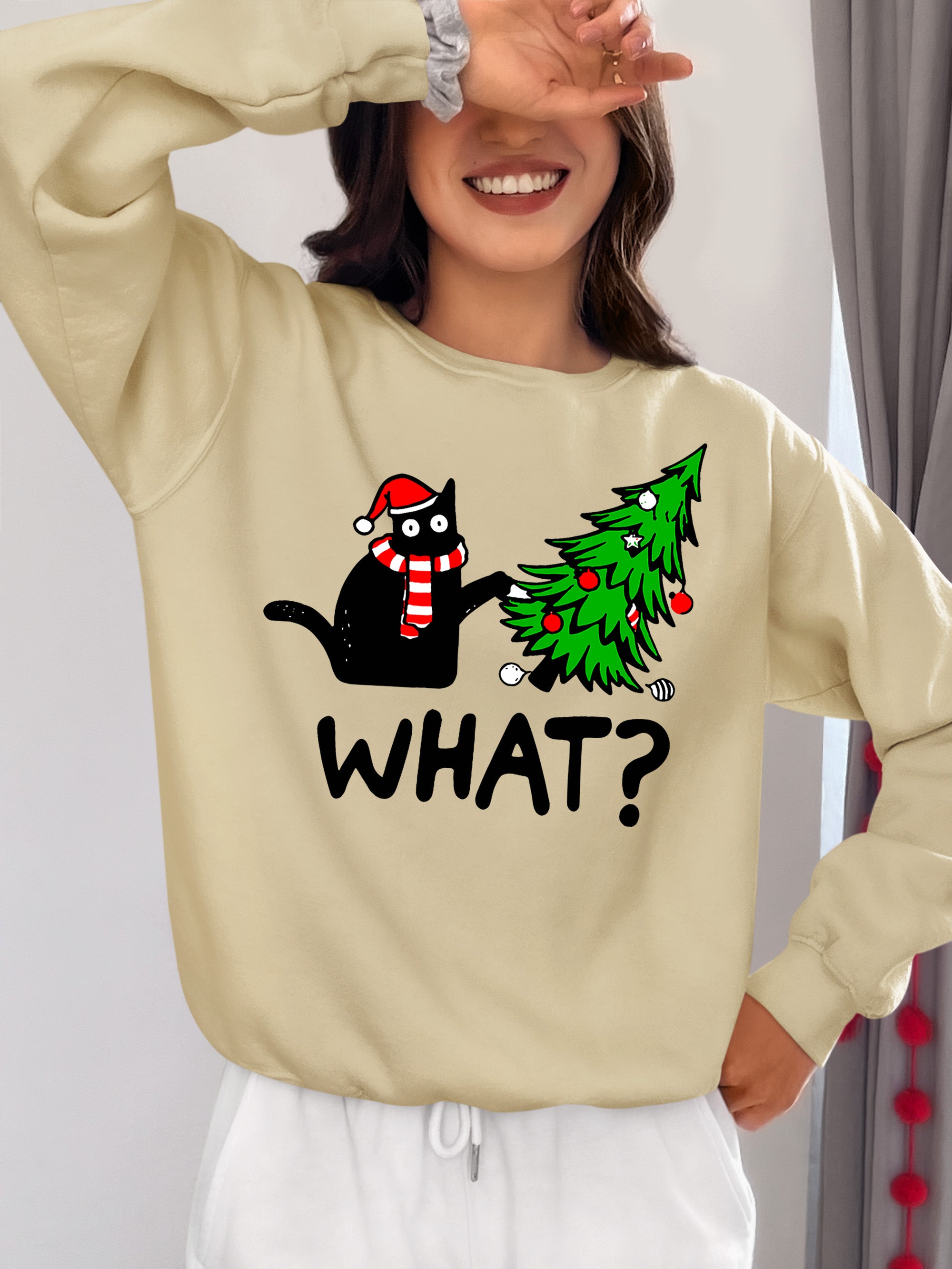 What Cat Says at Christmas - Funny Kitty Gift for Cat Lovers, Holiday Humor, Whiskers & Paws, Cozy Christmas Cheer Sweatshirt