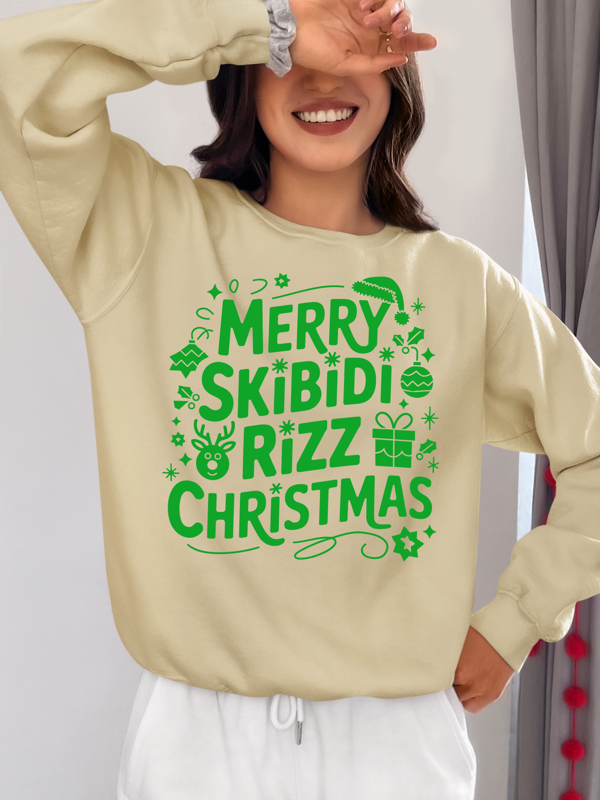 Merry Skibidi Rizz Christmas, festive holiday vibes for gifts and celebrations, cozy winter cheer Sweatshirt