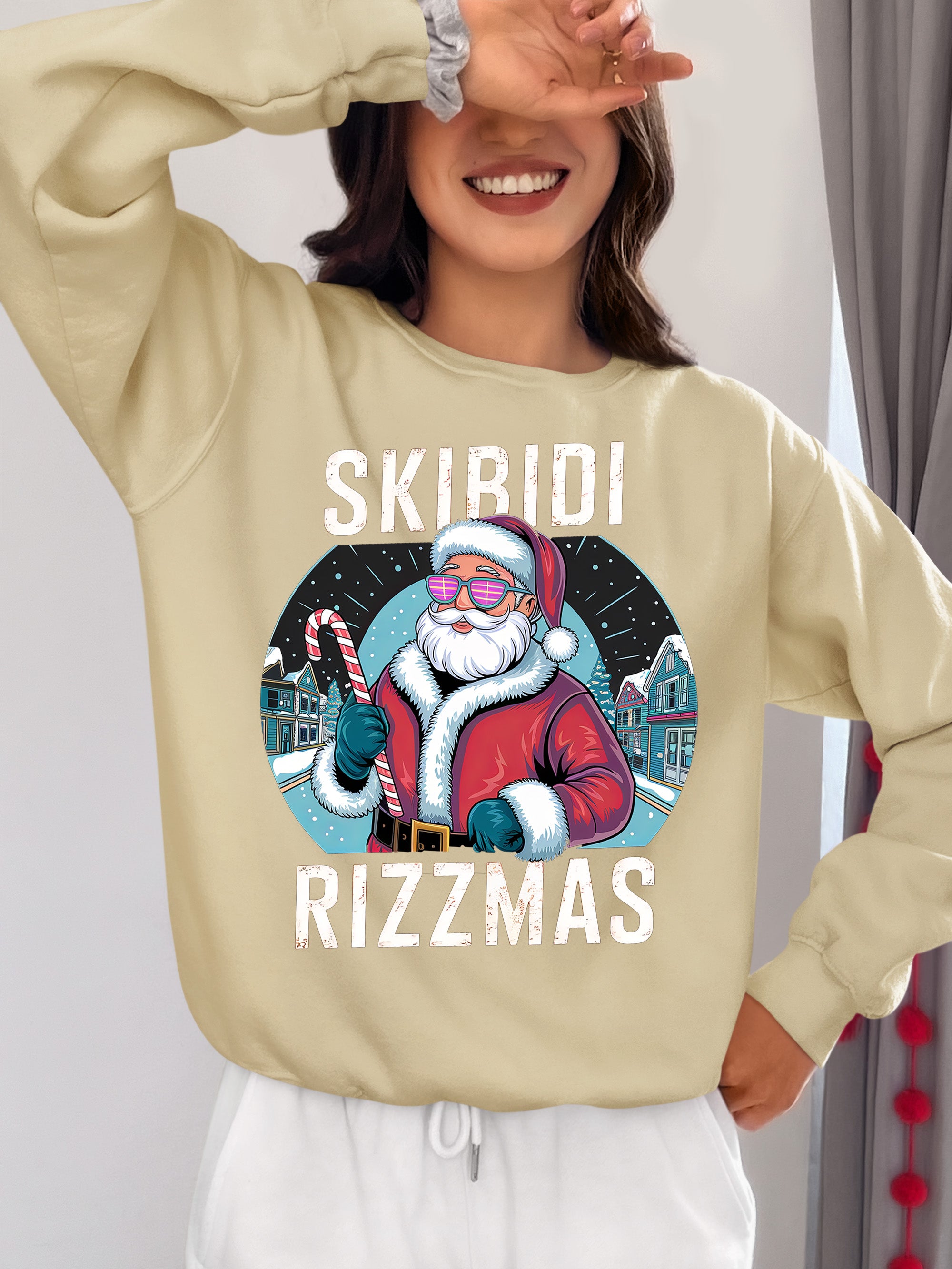 Skibidi Rizzman Santa Christmas Edition - Hilarious Pop Culture Gift Idea for Holidays, Festive Cheer Sweatshirt