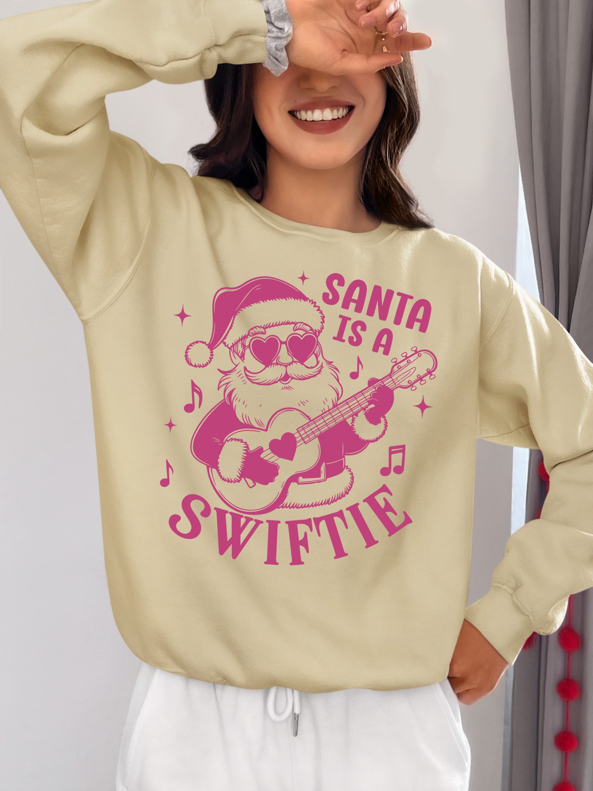 Santa is a Swiftie Christmas Gift Idea for Music Lovers - Festive Santa Theme, Holiday Joy Sweatshirt