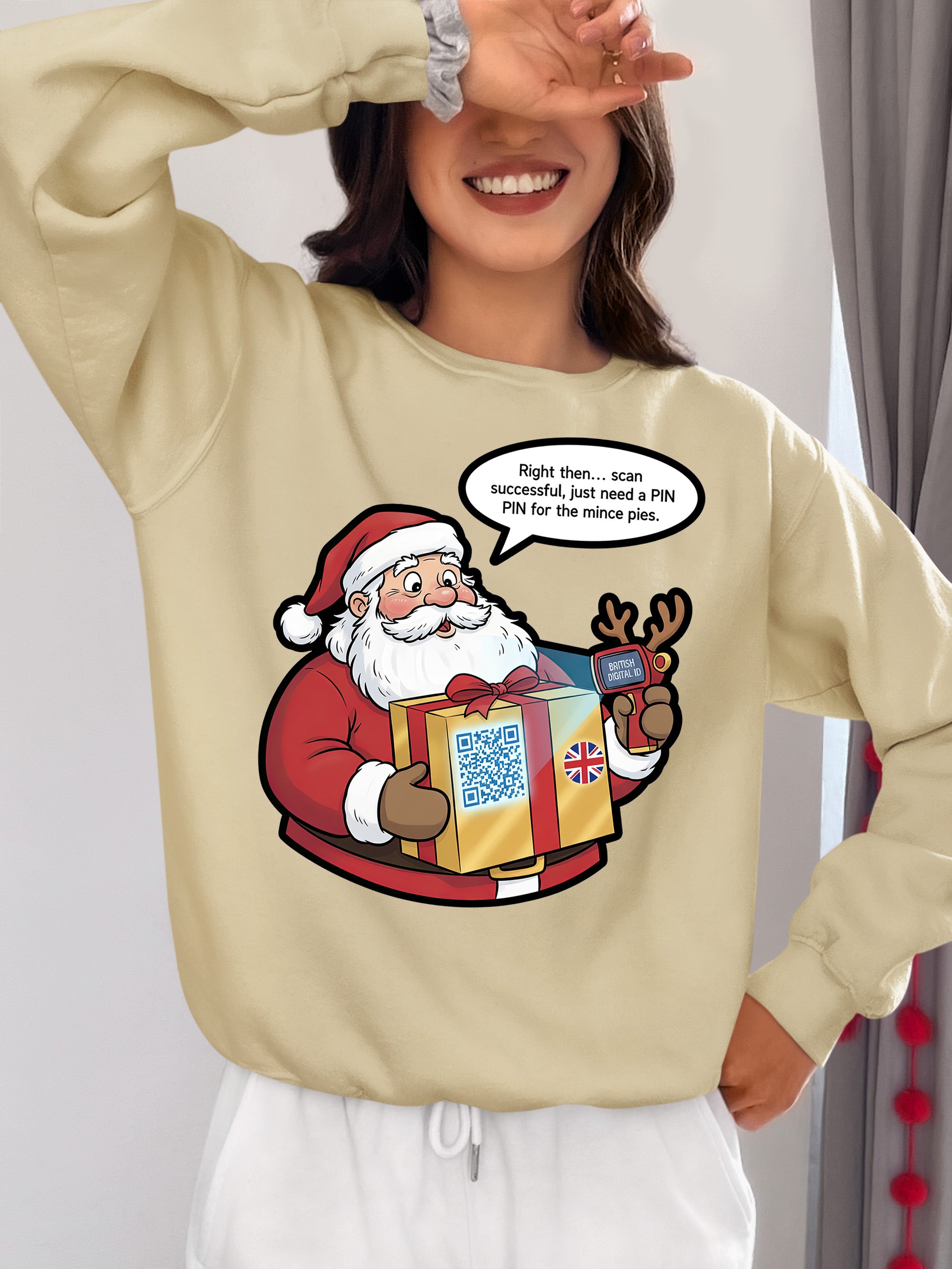 UK Digital ID Santa - Festive Christmas Security Badge Template for Online Use Sweatshirt