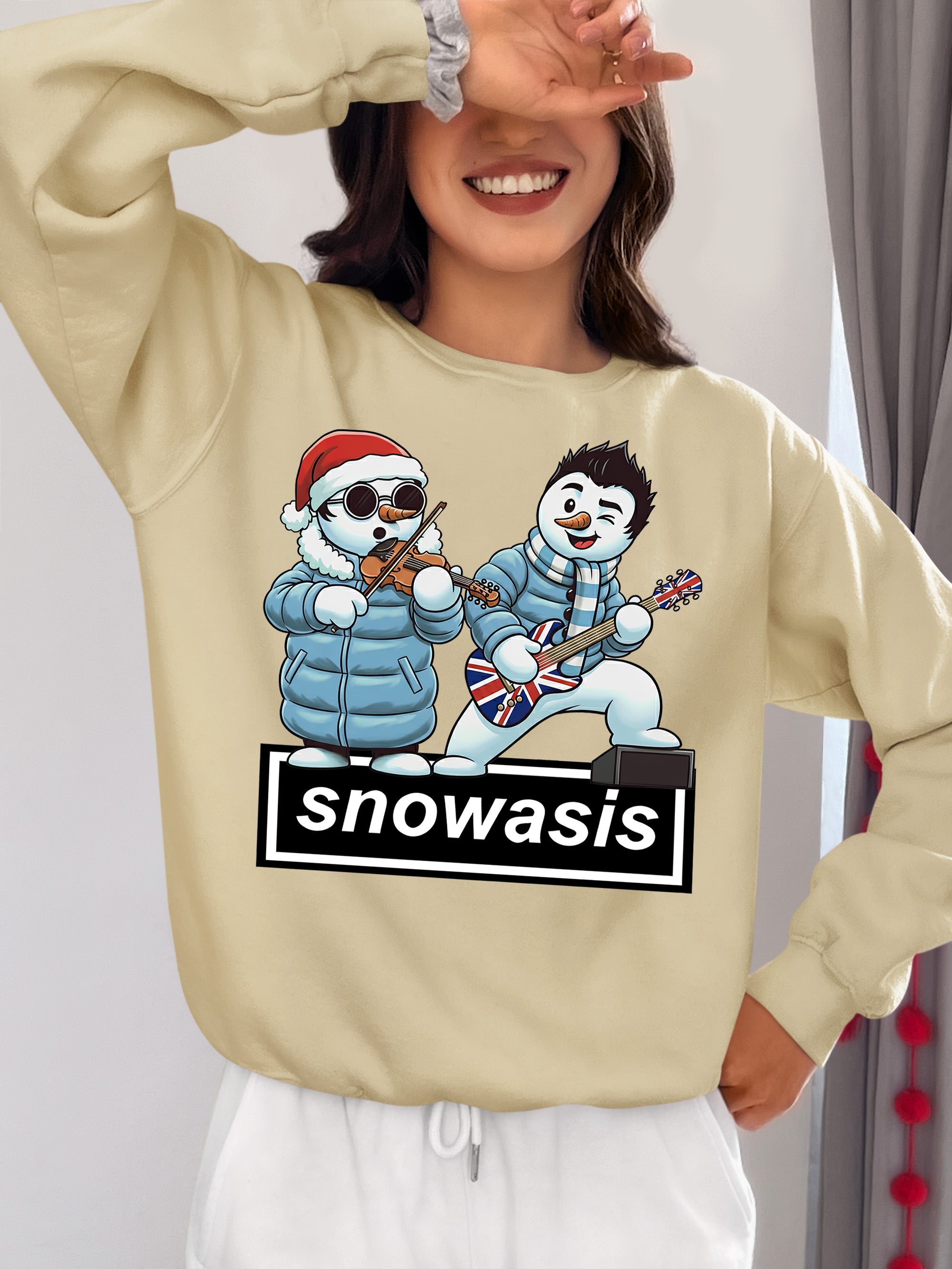 Snowasis Violin Gutar Winking Christmas Charm - Festive Music Gift Sweatshirt