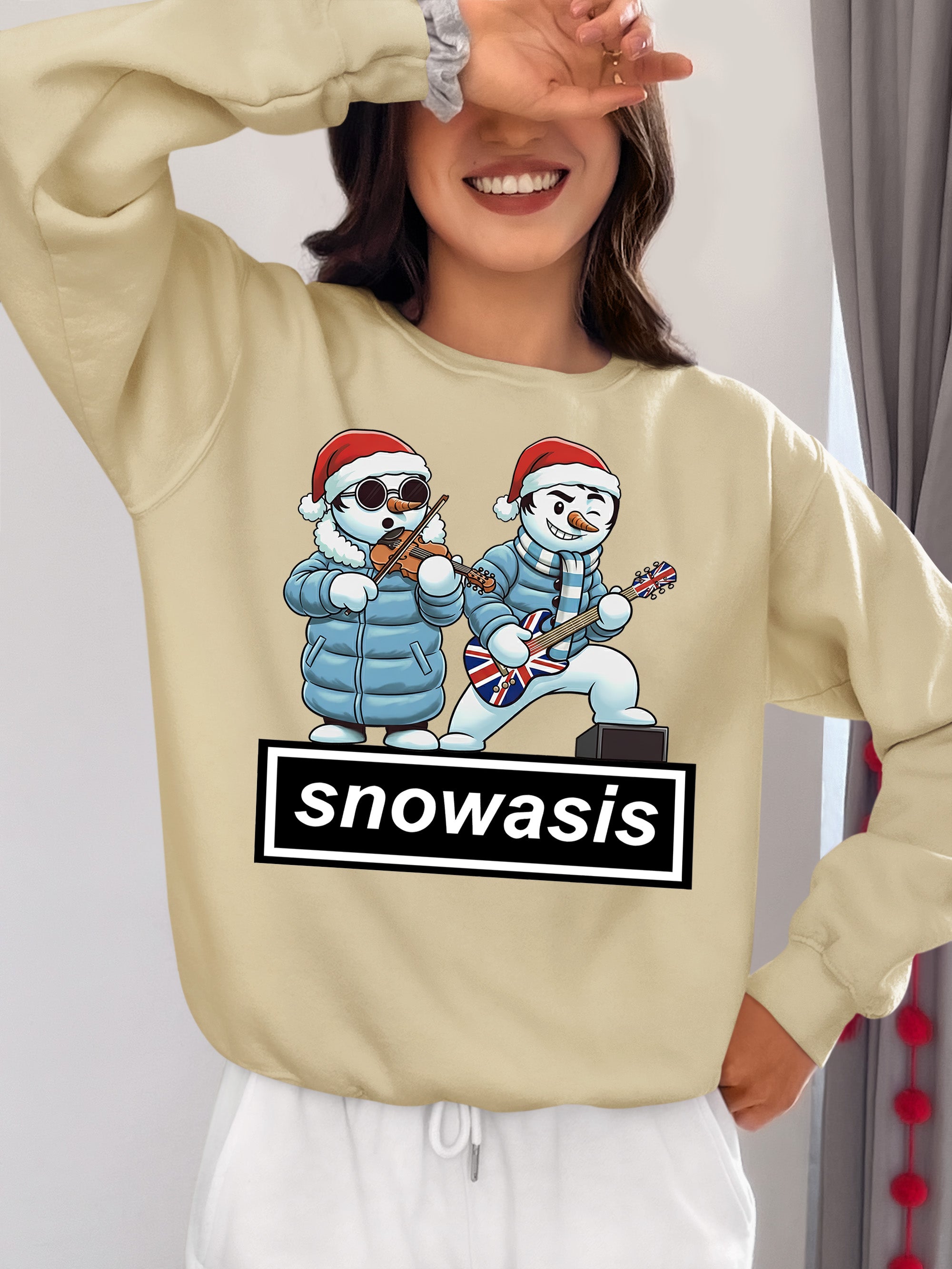 Snowasis Guitar and Violin Christmas Theme - Festive Gift for Music Lovers, Holiday Cheer, Unique Seasonal Accessory Sweatshirt