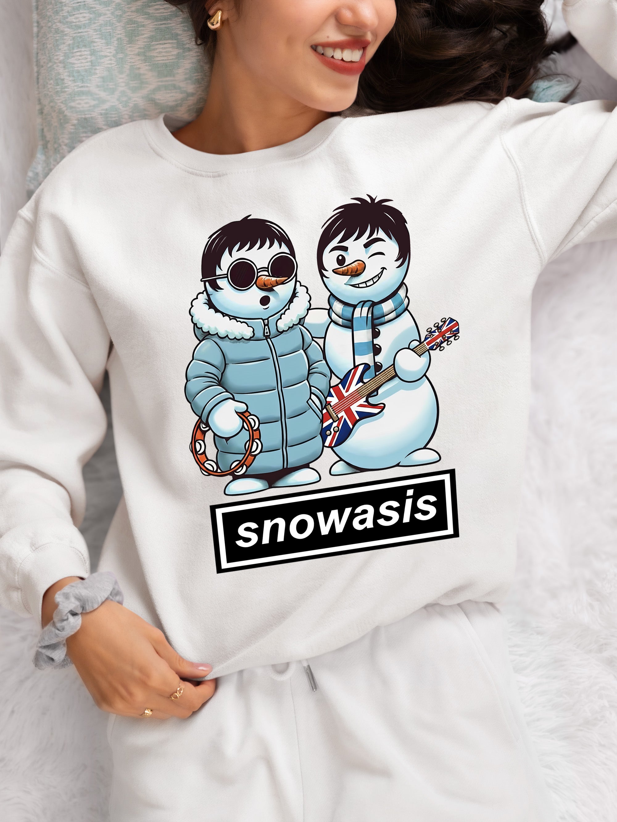 Snowasis Snowmen Guitar Christmas Charm - Whimsical Holiday Keepsake Sweatshirt