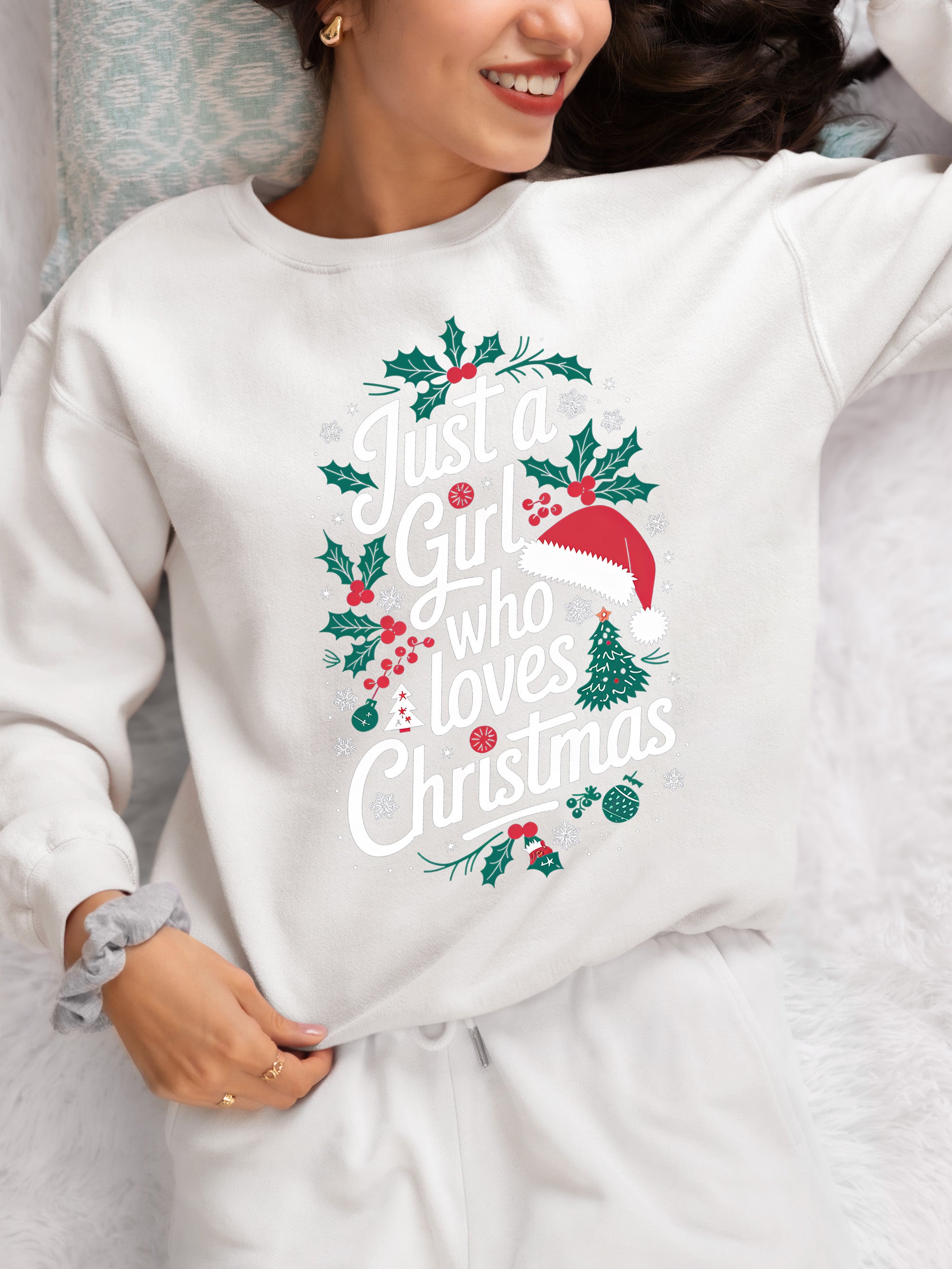 Just a Girl Who Loves Christmas - Festive, Cozy Christmas Theme for Her - Holiday Cheer Keepsake Accessory Sweatshirt