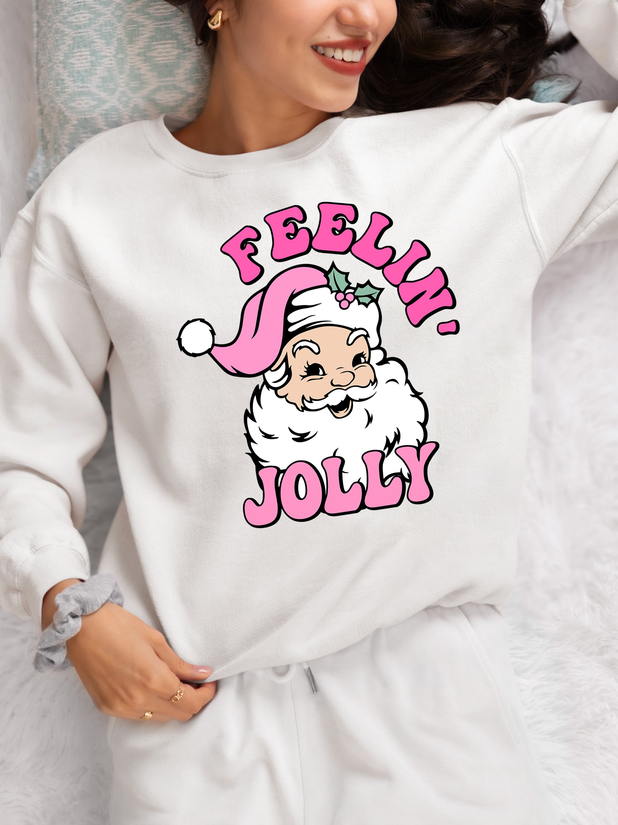 Feelin Jolly Christmas Theme for Festive Lovers - Cozy Seasonal Gift Idea Sweatshirt