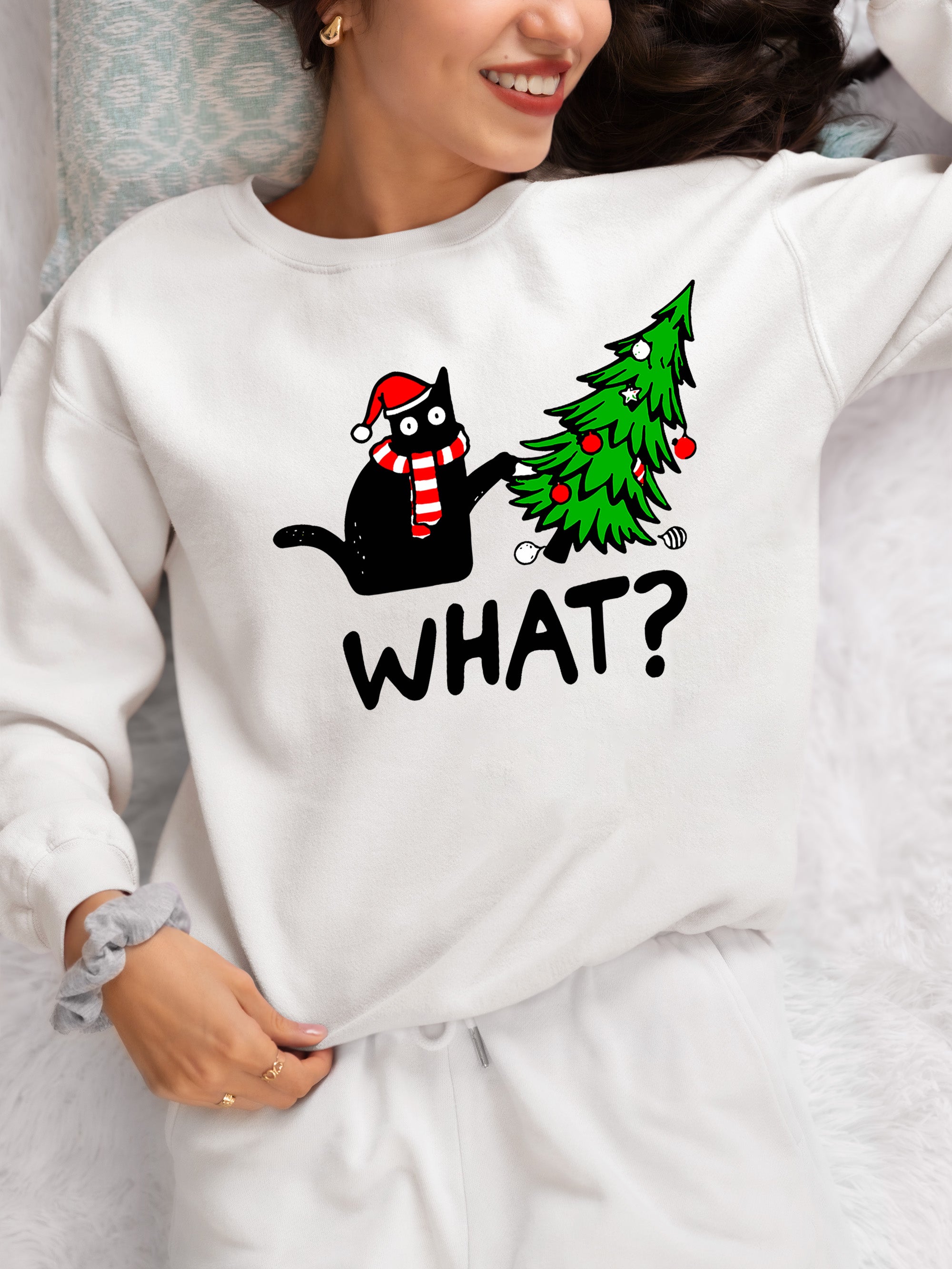 What Cat Says at Christmas - Funny Kitty Gift for Cat Lovers, Holiday Humor, Whiskers & Paws, Cozy Christmas Cheer Sweatshirt