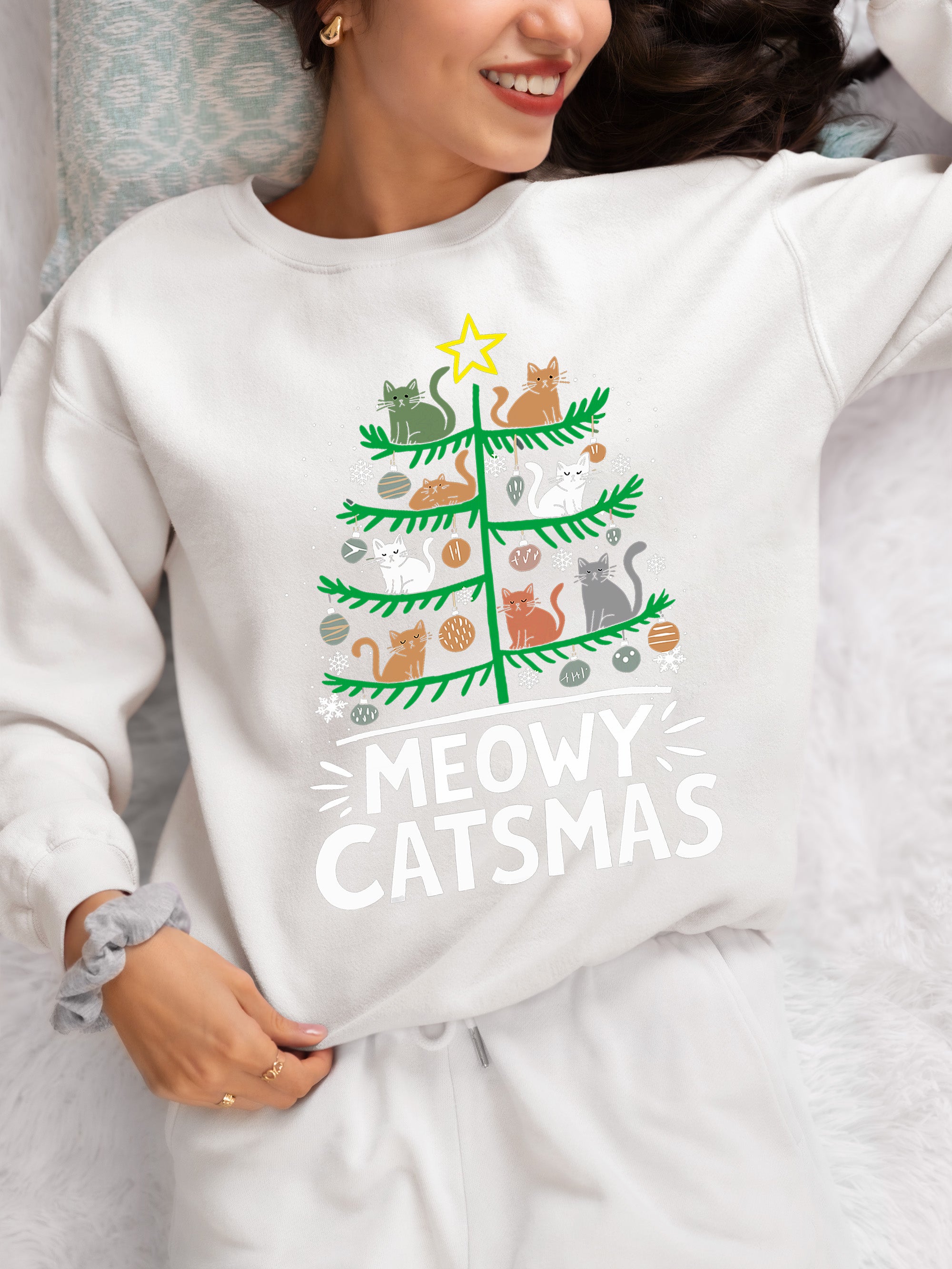 Meowy Catmas Tree - Festive Christmas Gift for Cat Lovers, Holiday Keepsake Sweatshirt