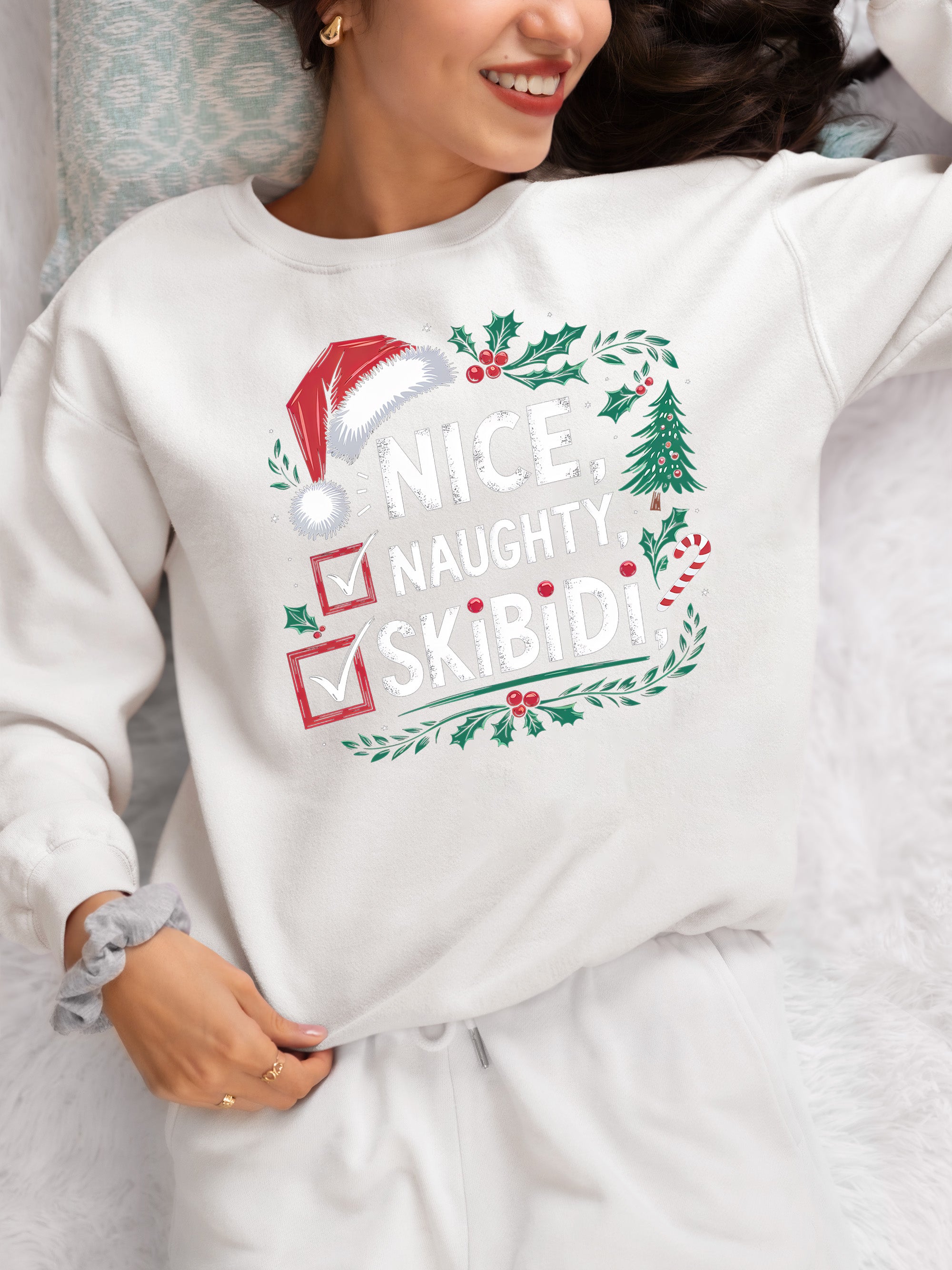 Christmas Naughty or Nice Keepsake | Festive Holiday Charm for Season’s Cheer, Skibidi Inspired Fun Gift Idea Sweatshirt