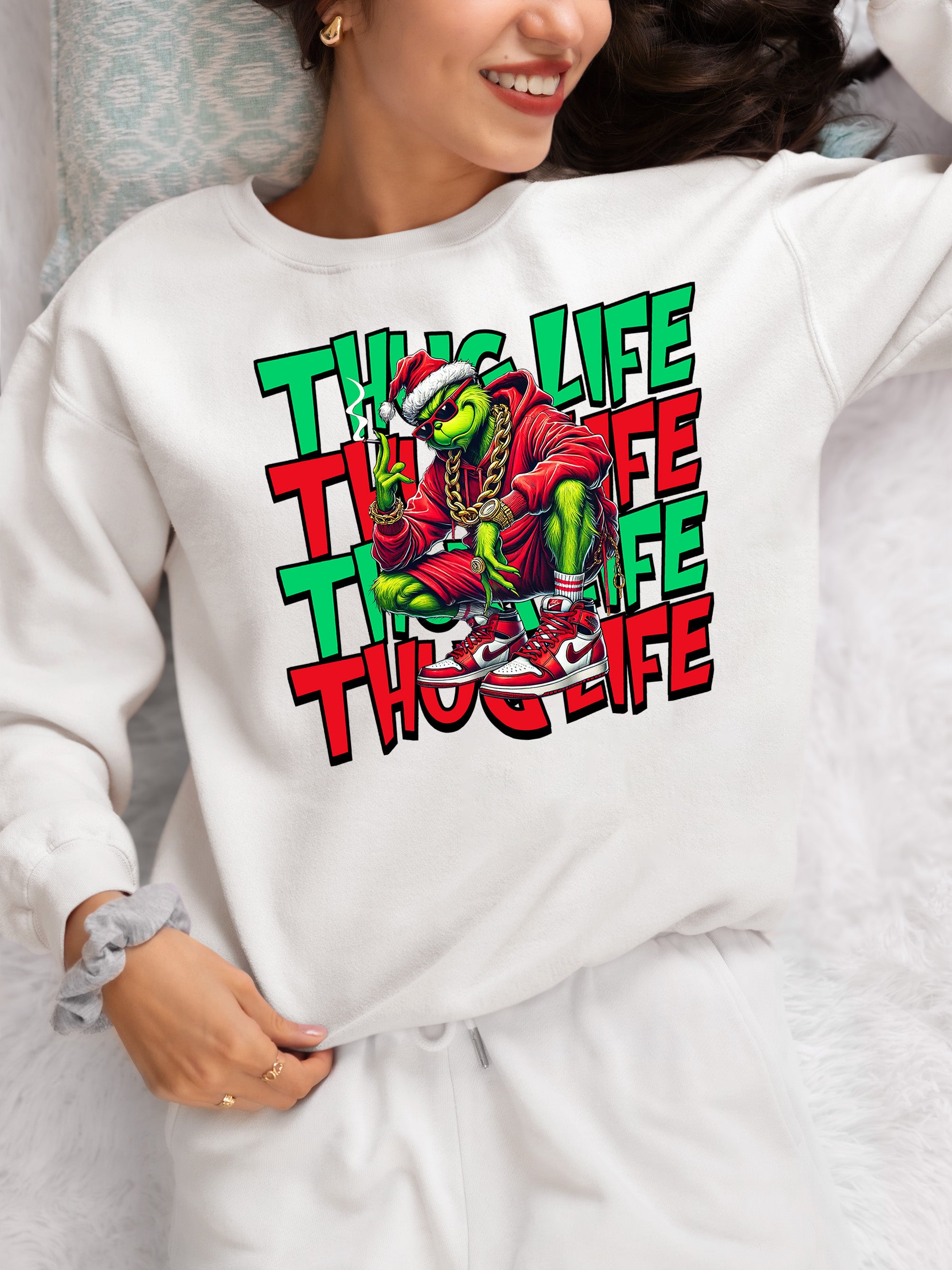 Christmas Thug Life x3 Graphic Artwork – Festive Holiday Humor for the Season Sweatshirt