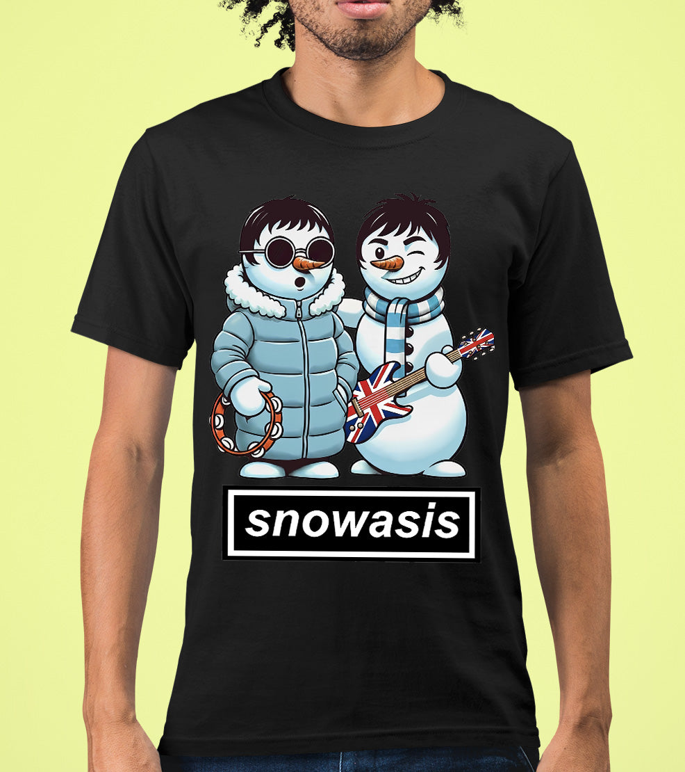 Snowasis Snowmen Guitar Christmas Charm - Whimsical Holiday Keepsake T-Shirt