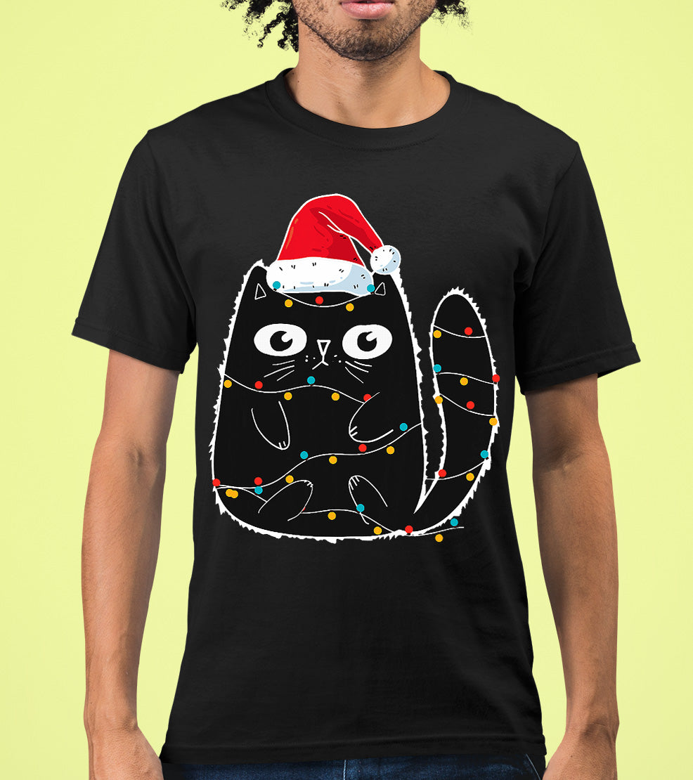 Cute Cat in Santa Hat - Christmas Feline Themed Gift for Holidays T-Shirt