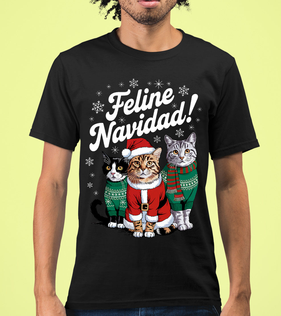 Cat Snowflakes Christmas Theme - Festive Holiday Cat Artwork for Season T-Shirt